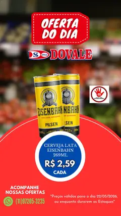 Dovale ofertas do Dia - Pré-Visualização do folheto da loja Dovale, válido de 22.05.2026 | Página: 4 | Produtos: Eisenbahn, Cerveja