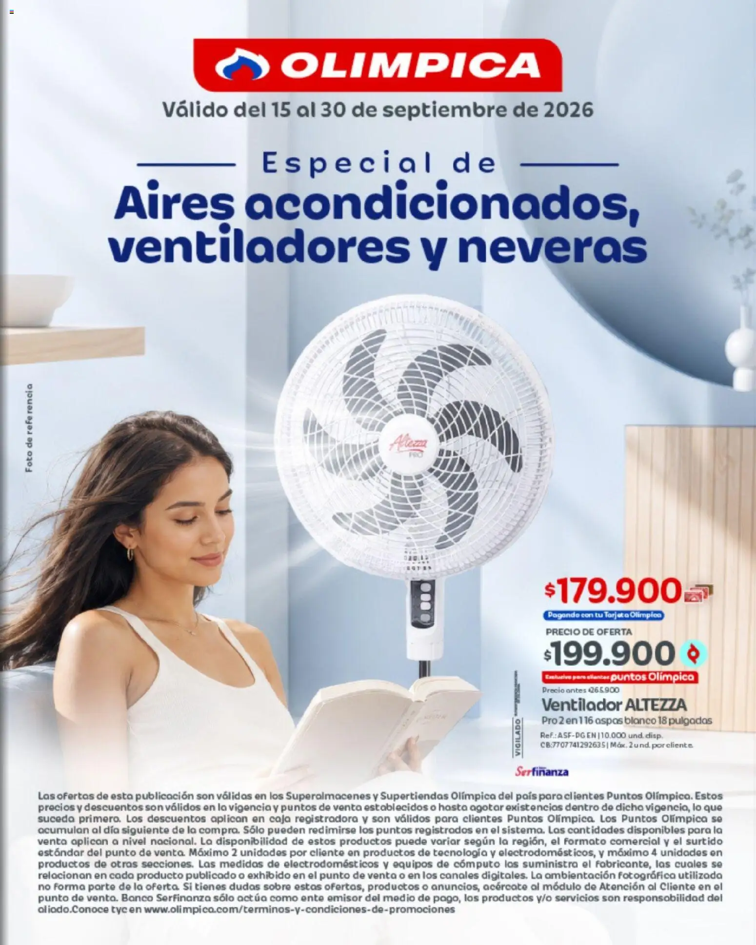 Olímpica revista - valida desde el 15/09/2026 | Página: 1 | Productos: Banco, Ventilador, Sobre, Caja