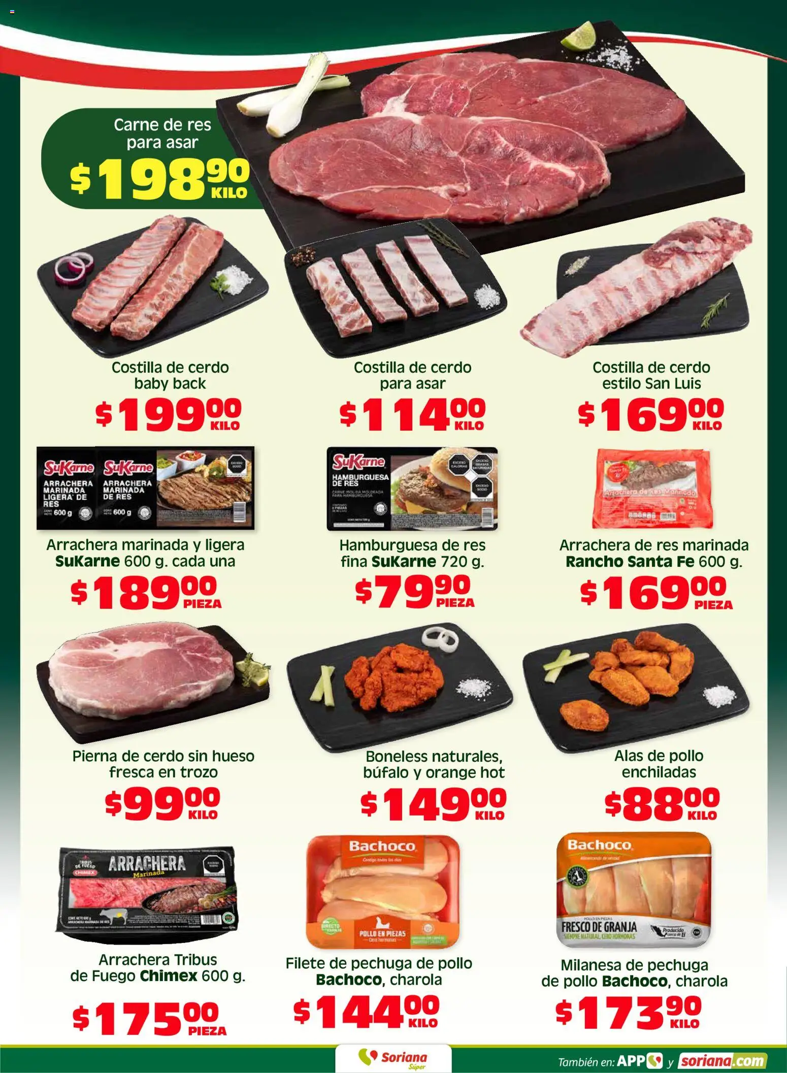 Nuevas ofertas de Soriana válidas en toda la República Mexicana desde el 08.05.2026. ¡Encuentra las mejores ofertas en Soriana Fin de Semana Súper: Saltillo y Torreón! | Página: 4 | Productos: Pollo, Milanesa, Cerdo, Res