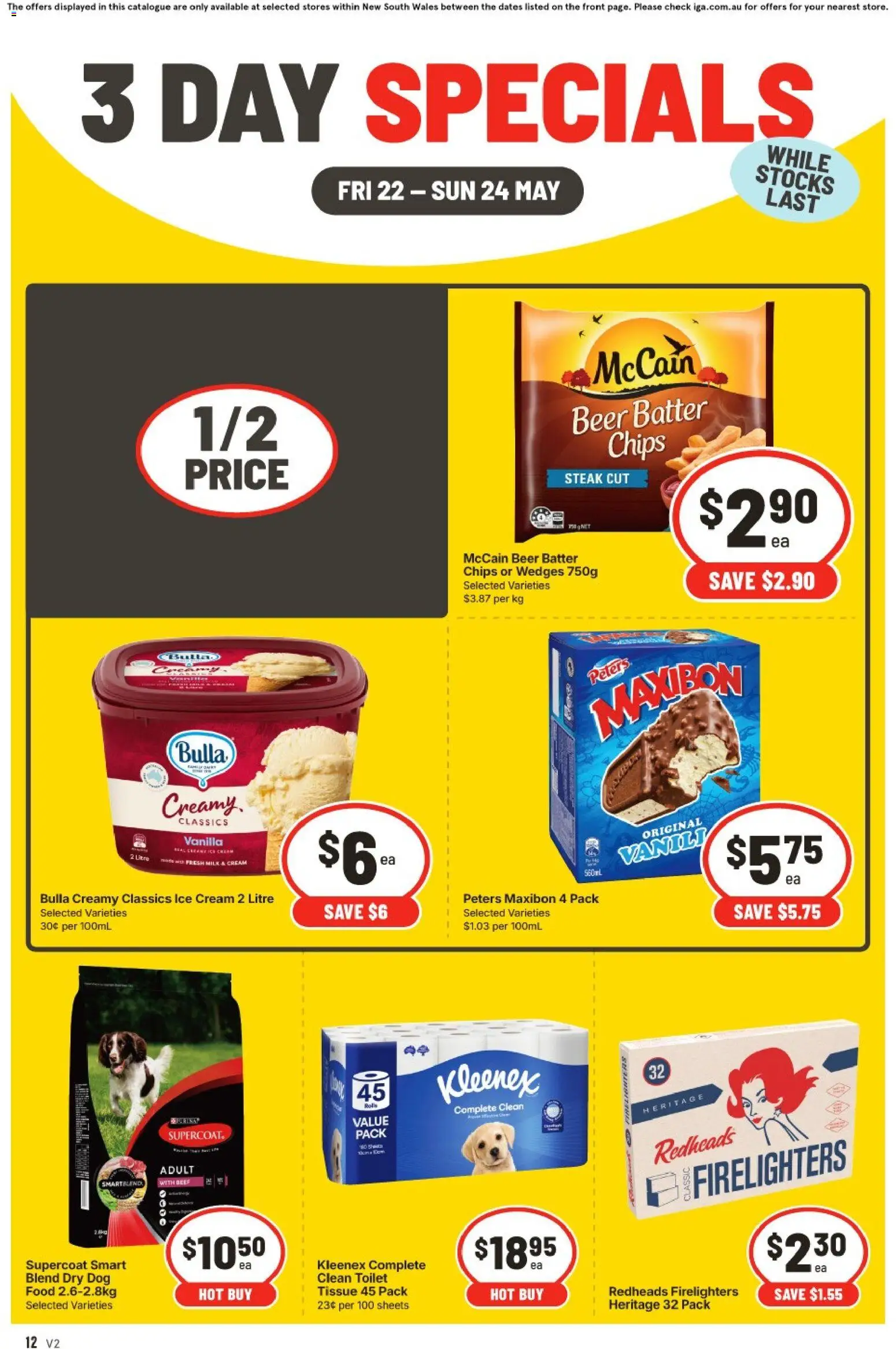 IGA catalogue - valid from 22.05.2026 | Page: 2 | Products: Toilet, Milk, Beer, Chips