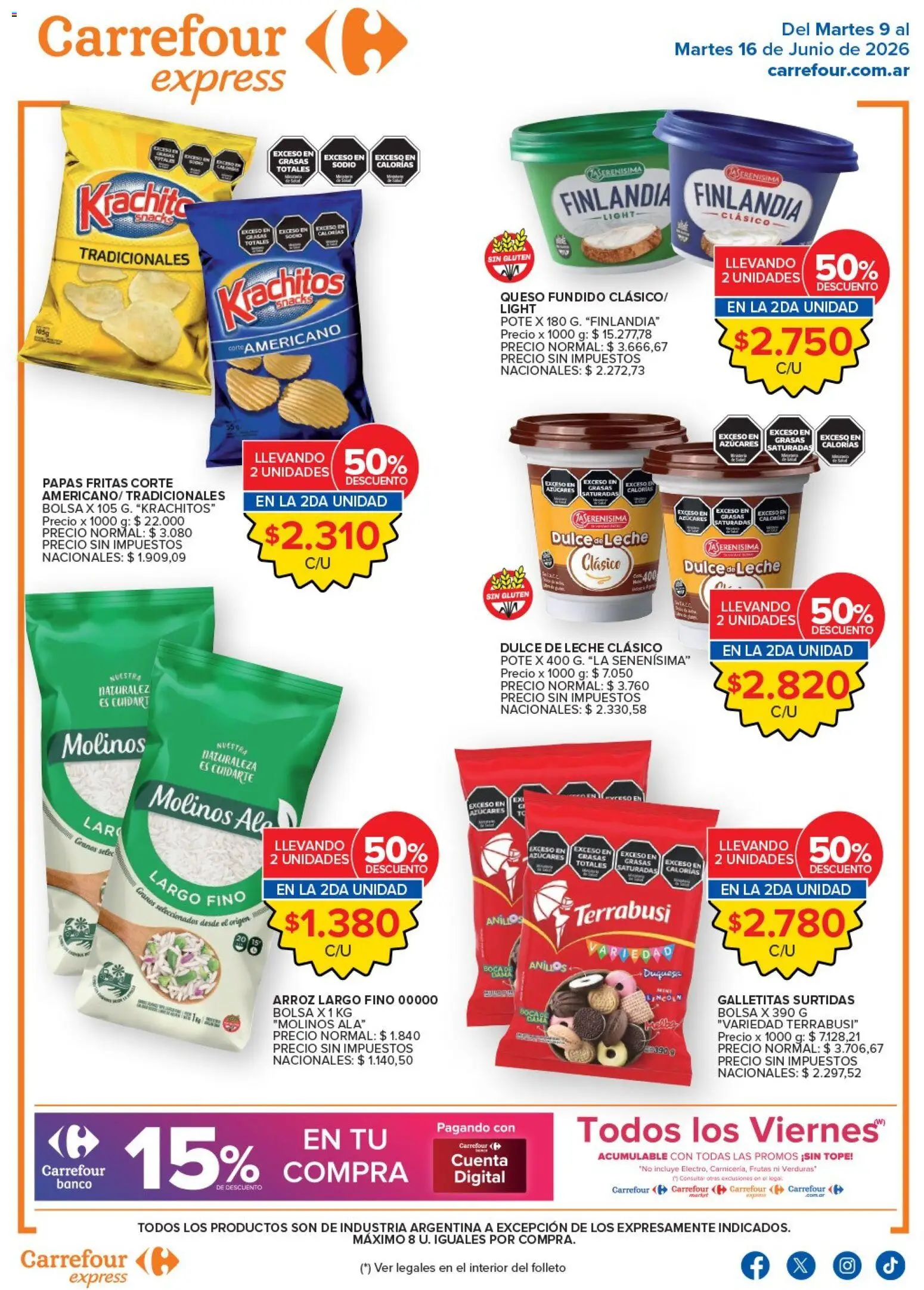 Carrefour - Carrefour Express │ válido desde el 09.06.2026 | Página: 1 | Productos: Bolsa, Leche, Queso, Arroz