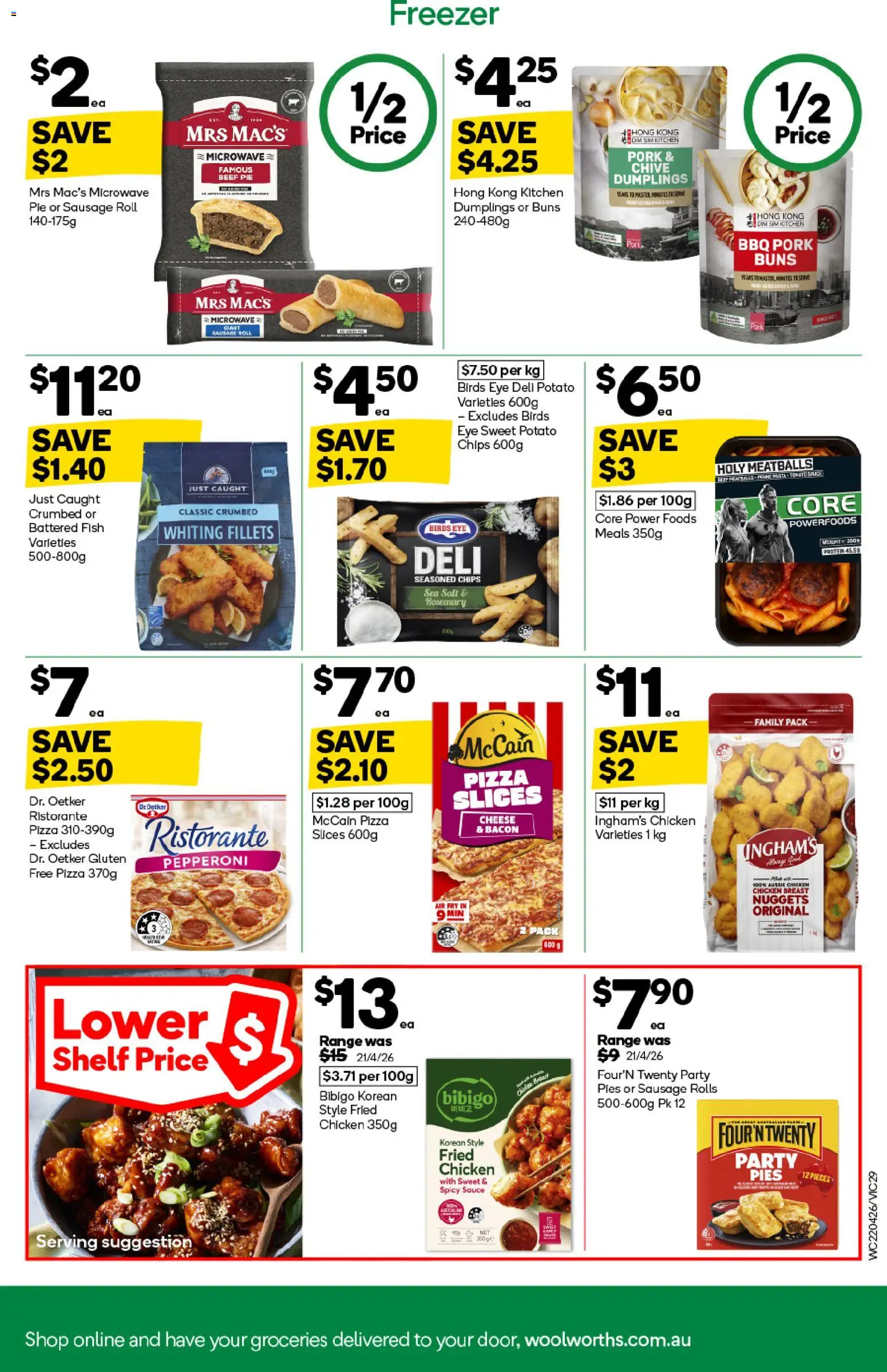 Woolworths catalogue - valid from 22.04.2026 | Page: 29 | Products: Cheese, Pizza, Pies, Freezer