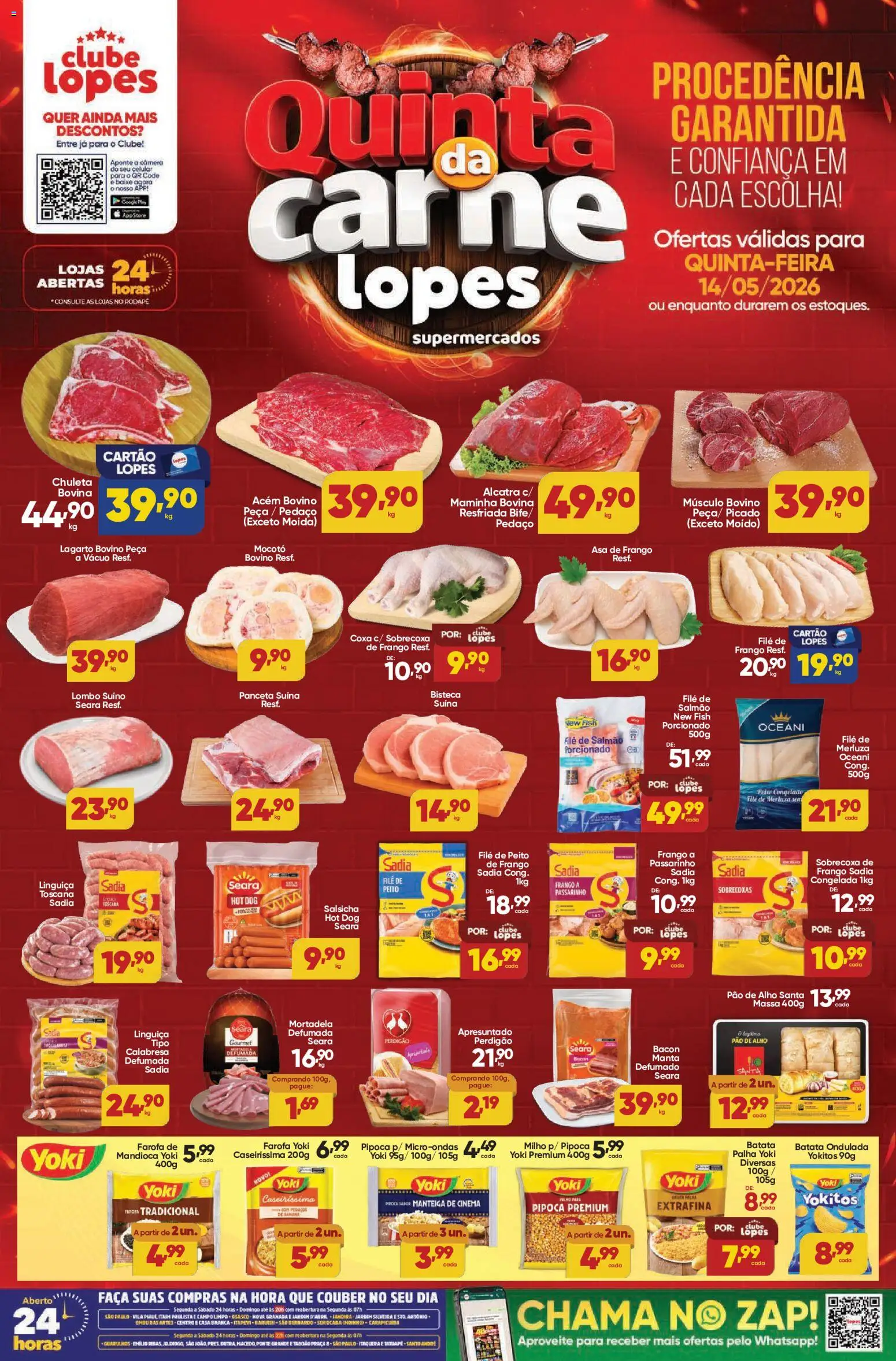 Lopes Supermercados Folheto - válido de 14.05.2026 | Página: 1 | Produtos: Maminha, Faca, Pão, Frango