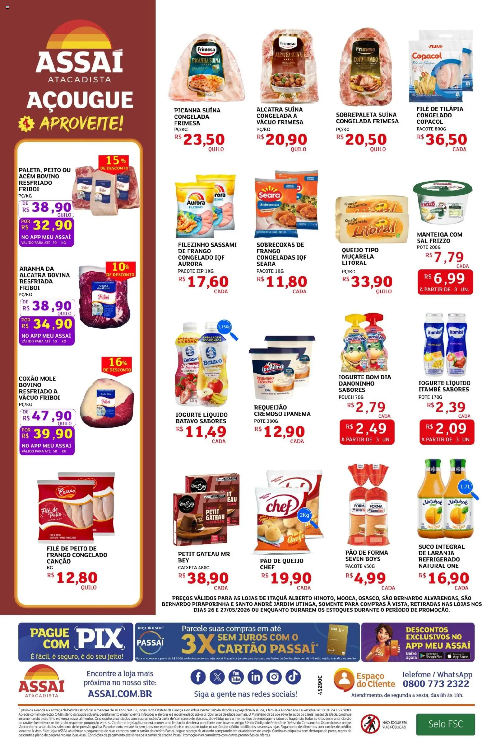 Assaí Atacadista Folheto - válido de 26.05.2026 | Página: 2 | Produtos: Picanha, Iogurte, Copa, Muçarela