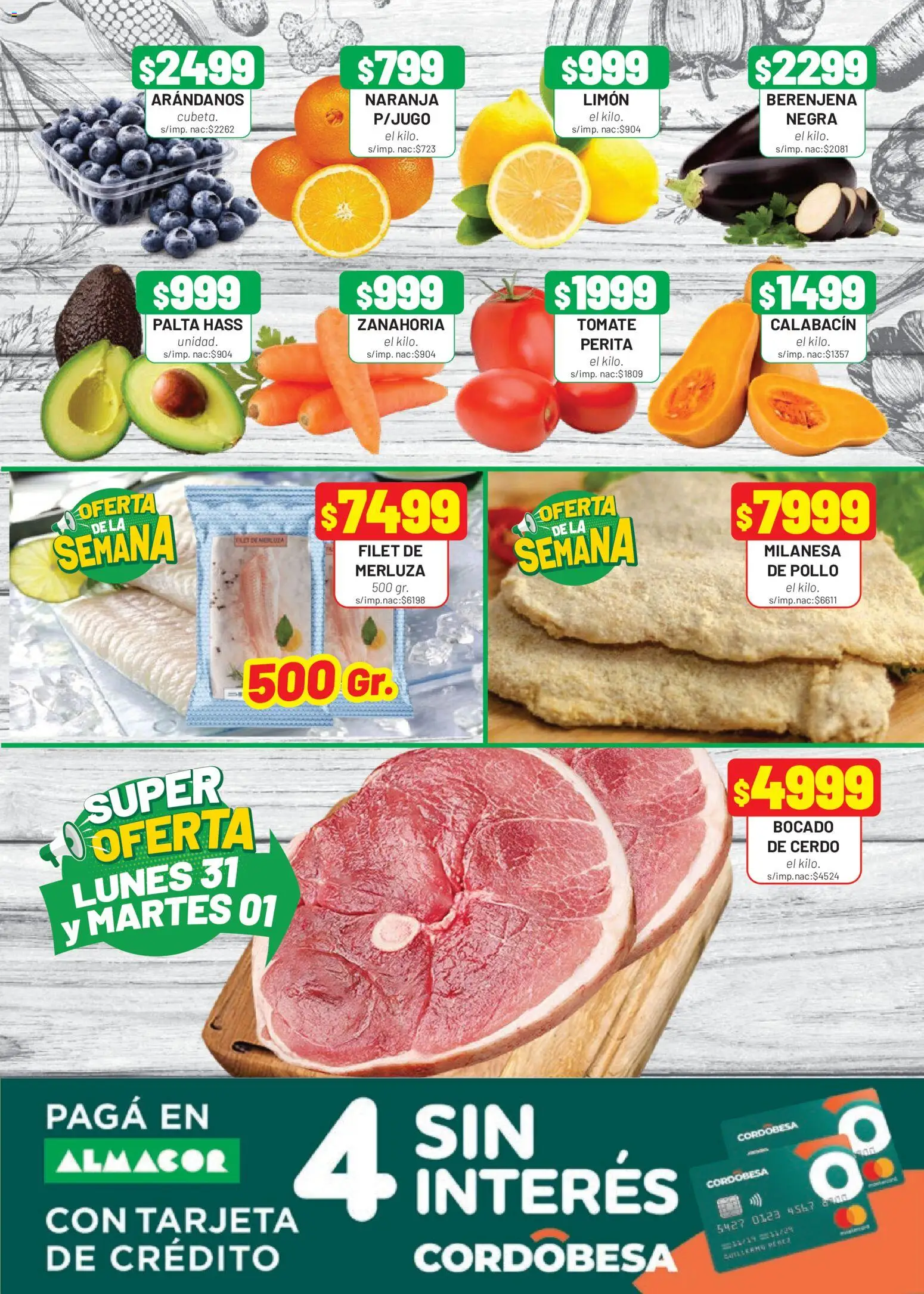 Almacor catálogo │ válido desde el 27/08/2026 | Página: 3 | Productos: Palta, Arándanos, Cerdo, Zanahoria