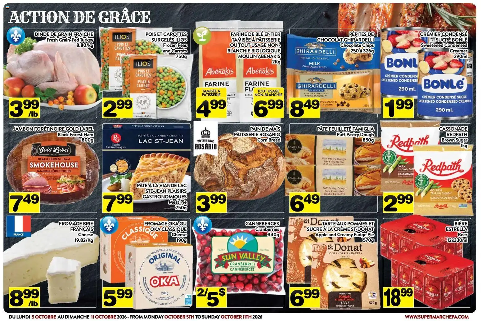 Pa Supermarché flyer valid from Oct 5, 2026 | Page: 3 | Products: Chips, Puff pastry, Meat, Chocolate