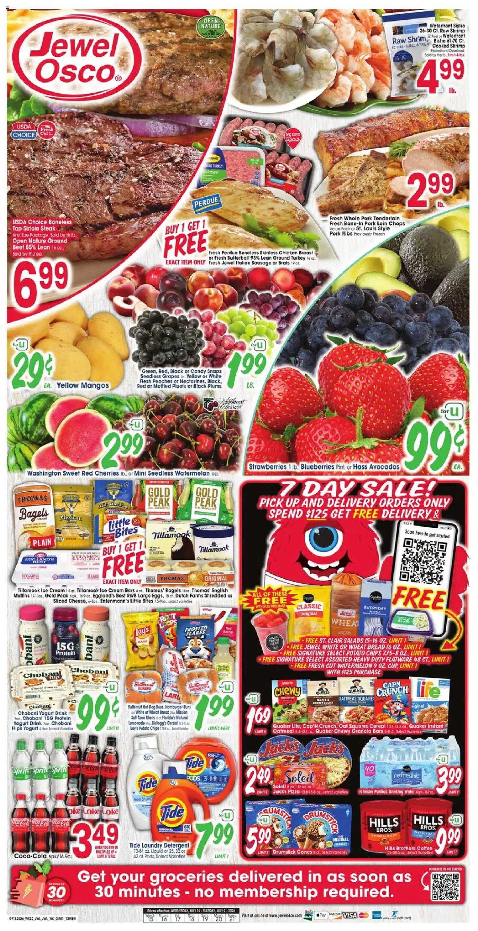 Jewel Osco Weekly Ad - valid from 07/15/2026 | Page: 1 | Products: Vitamin, Yogurt, Pizza, Grapes