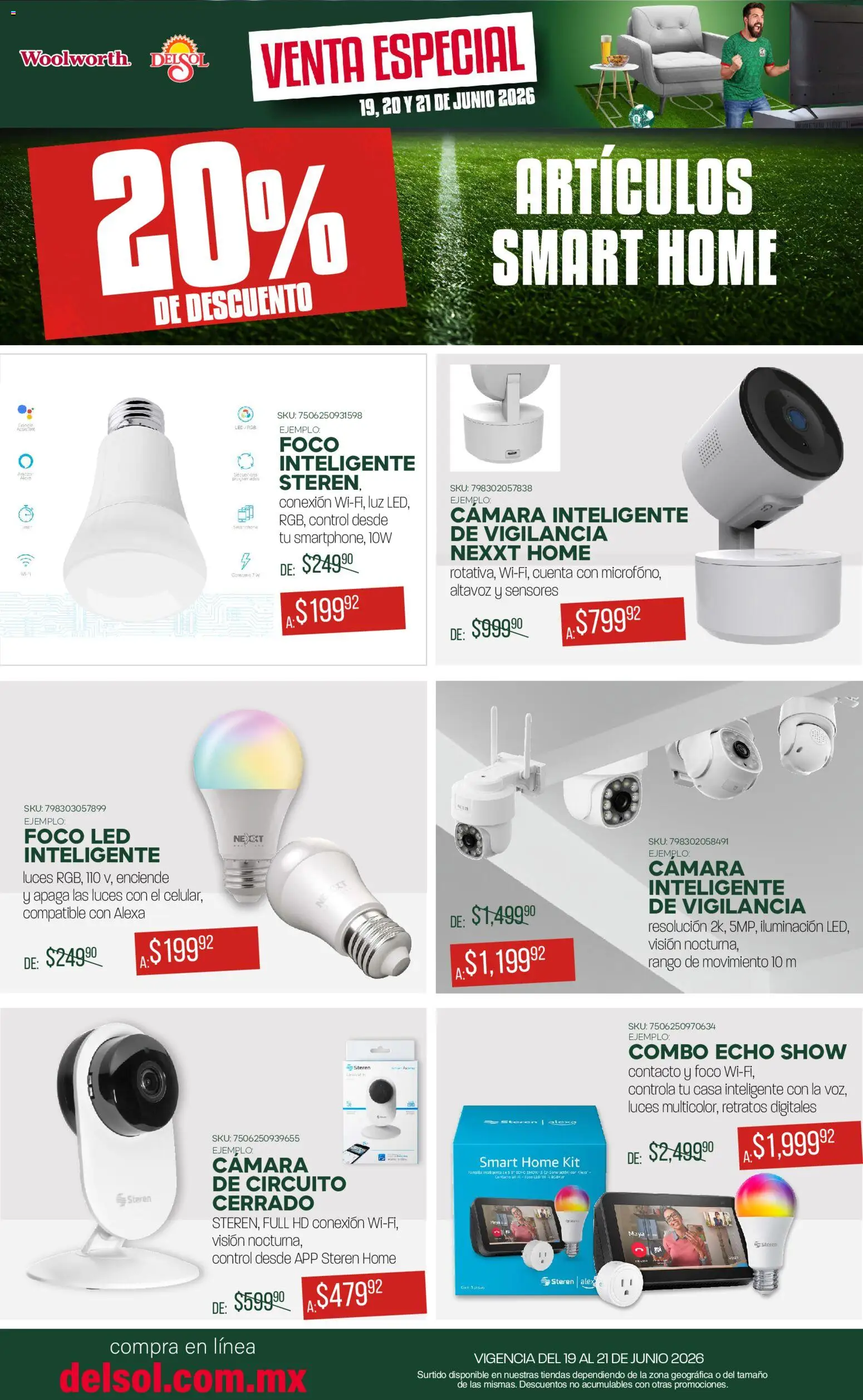 Nuevas ofertas de Del Sol y Woolworth válidas en toda la República Mexicana desde el 19.06.2026. ¡Encuentra las mejores ofertas en Del Sol y Woolworth catálogo! | Página: 10