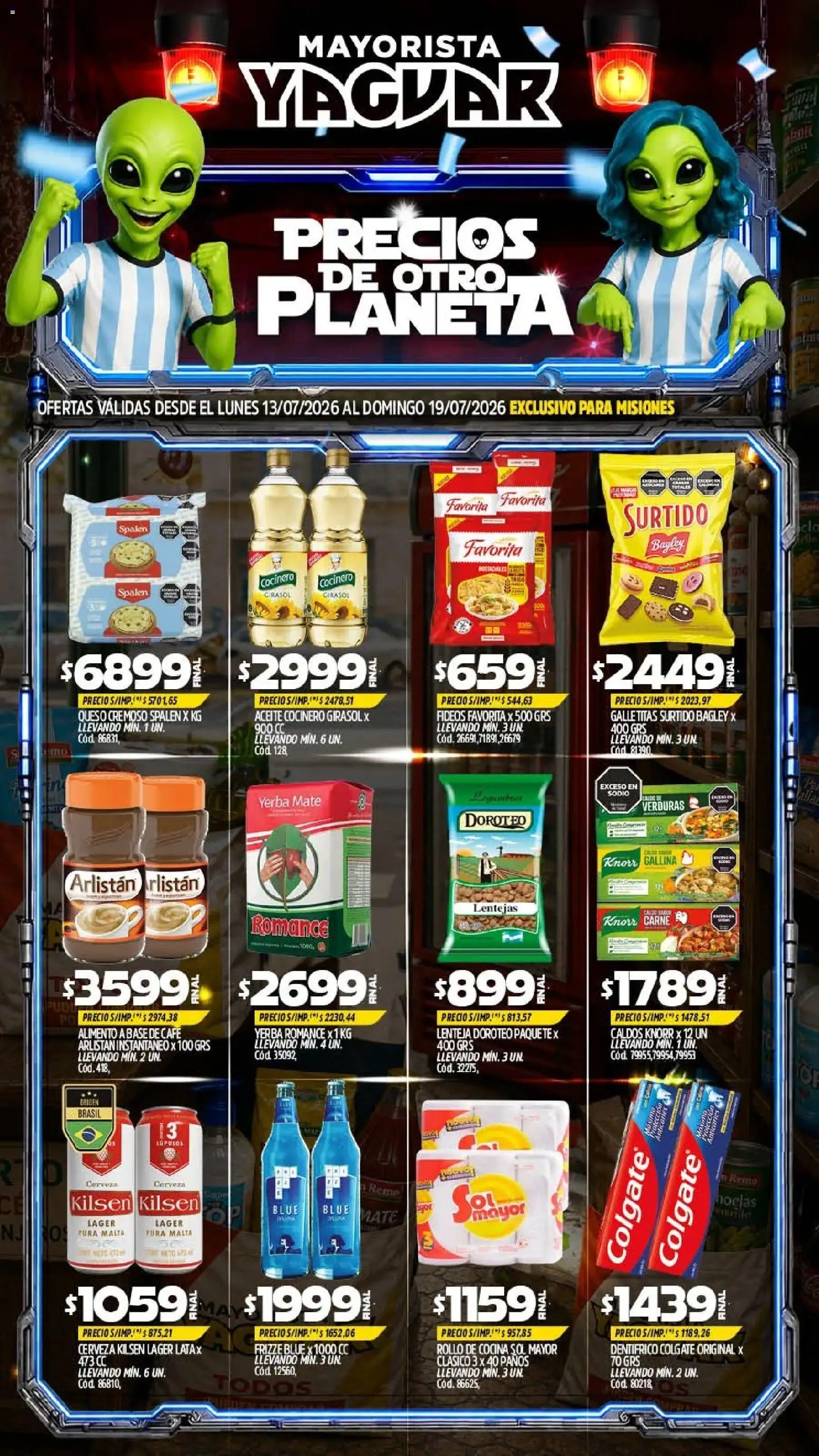 Yaguar - Oferta Semanal Misiones │ válido desde el 13/07/2026 | Página: 1 | Productos: Galletitas, Café, Cerveza, Fideos