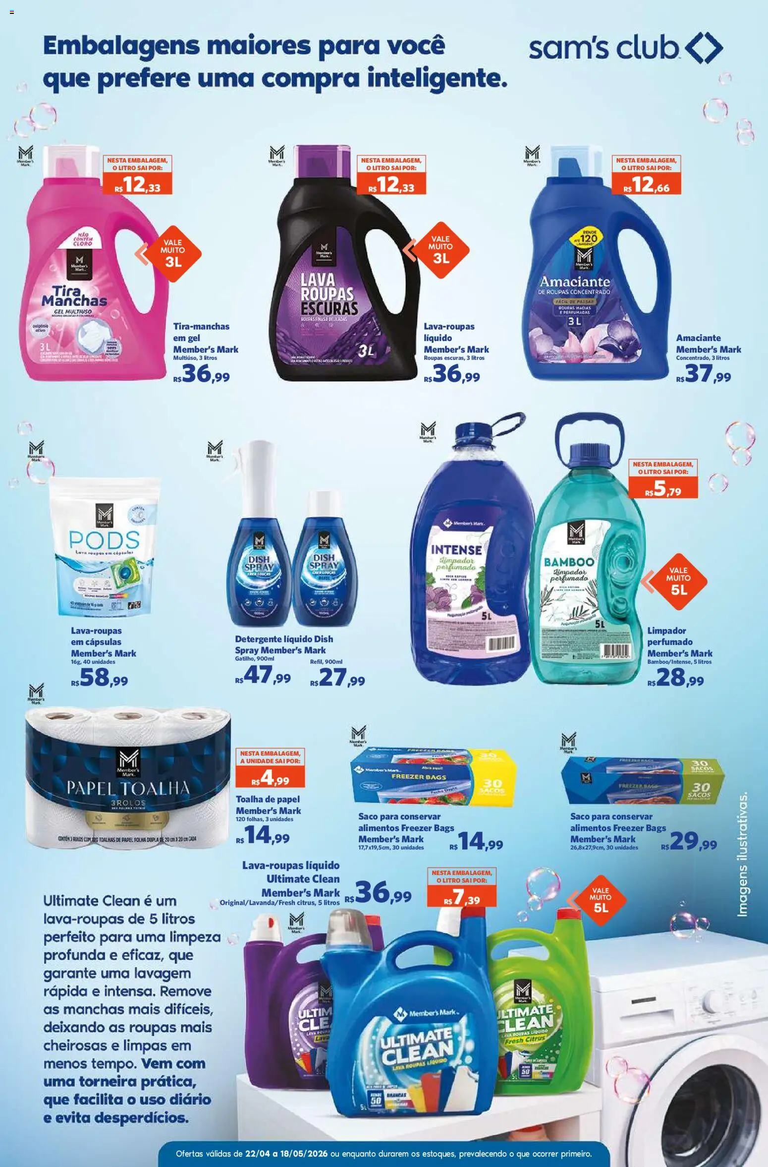 Sam's Club Folheto - válido de 22.04.2026 | Página: 10 | Produtos: Papel toalha, Detergente, Freezer, Torneira