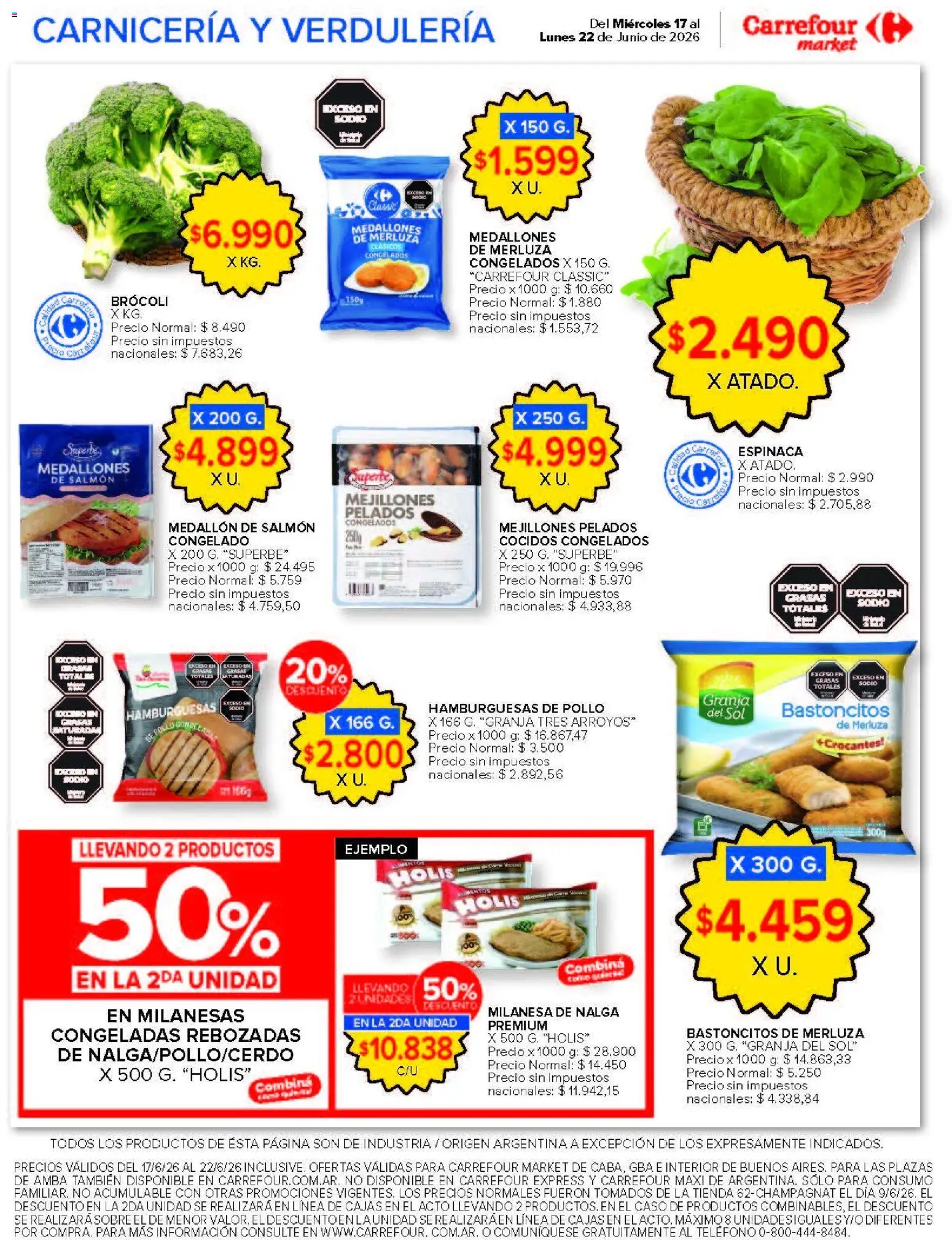 Carrefour ofertas │ válido desde el 17.06.2026 | Página: 46 | Productos: Sobre, Pollo, Brocoli, Espinaca
