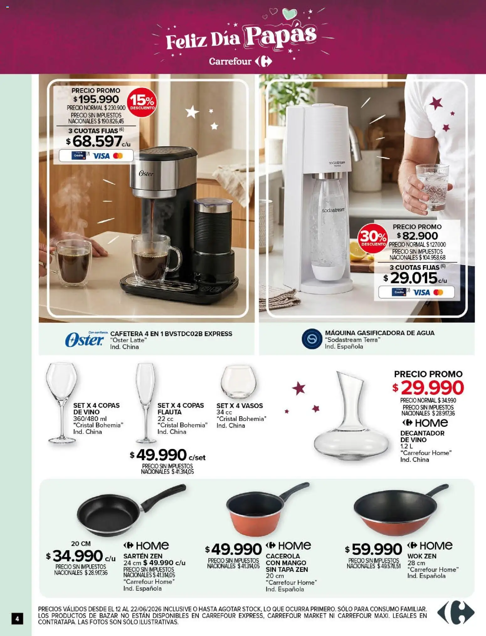 Carrefour - Feliz día Papás │ válido desde el 12.06.2026 | Página: 4 | Productos: Cafetera, Wok, Agua, Mango