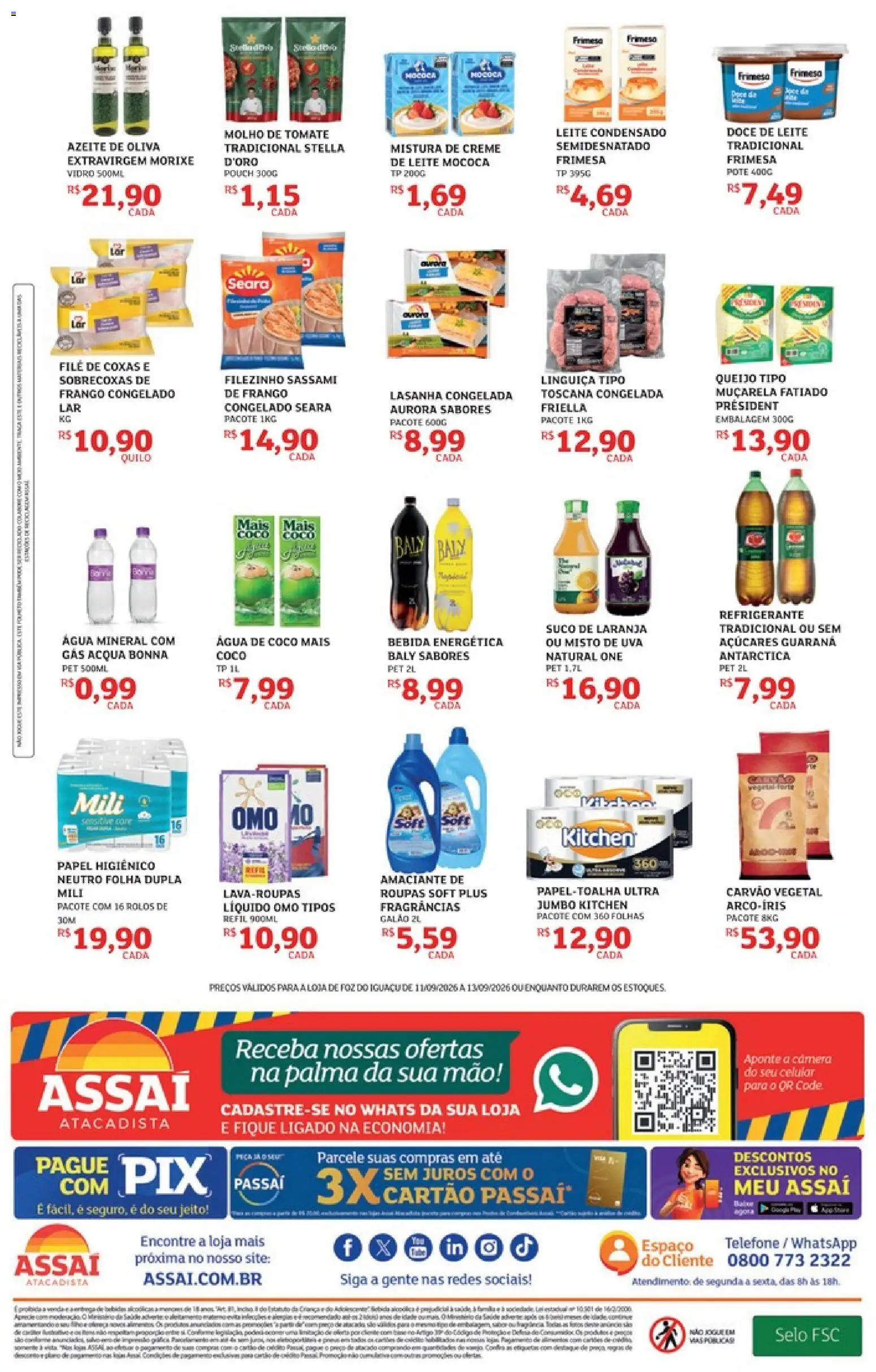 Assaí Atacadista Folheto - válido de 11/09/2026 | Página: 2 | Produtos: Queijo, Água, Azeite de oliva, Câmera