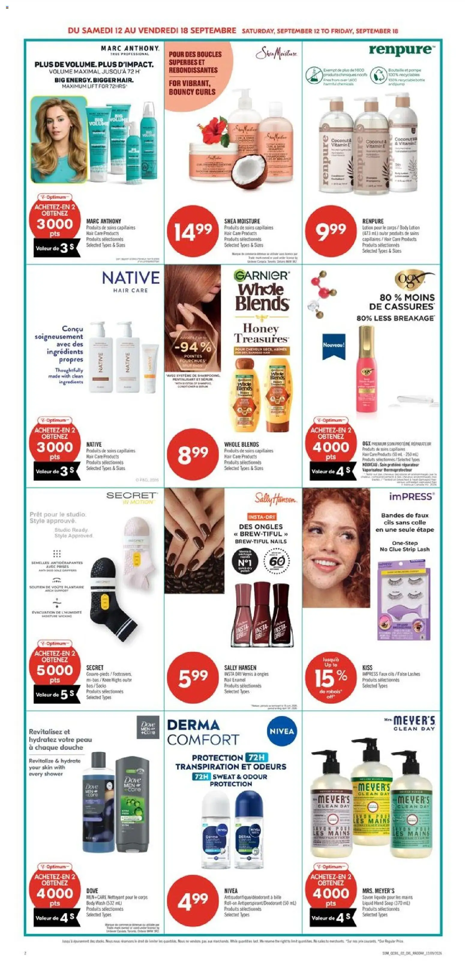 Pharmaprix flyer valid from Sep 12, 2026 | Page: 14 | Products: Knee, Body wash, Shower, Ingredients