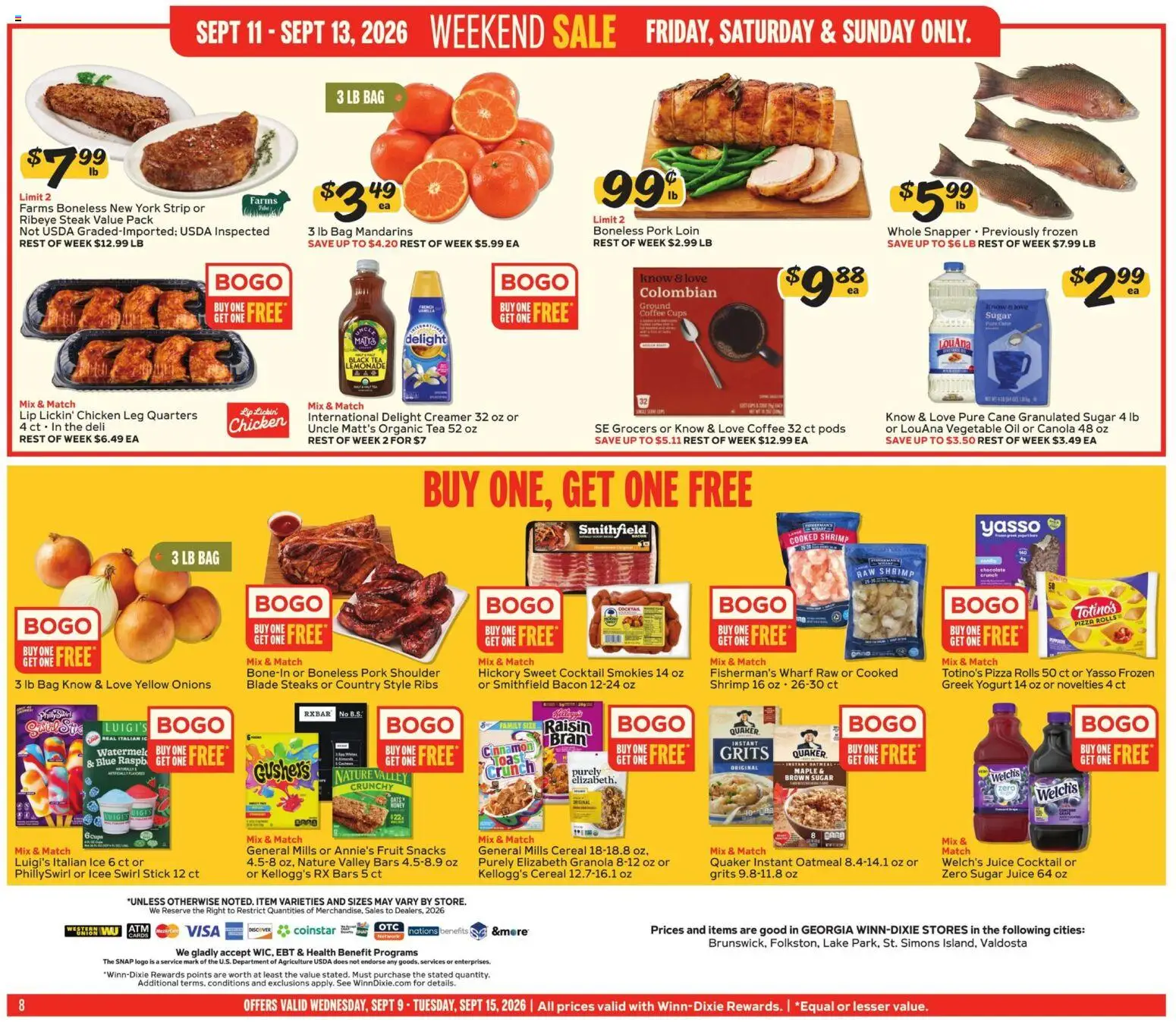 Winn Dixie Weekly Ad - valid from 09/09/2026 | Page: 8 | Products: Mandarins, Coffee, Black tea, Vegetable oil