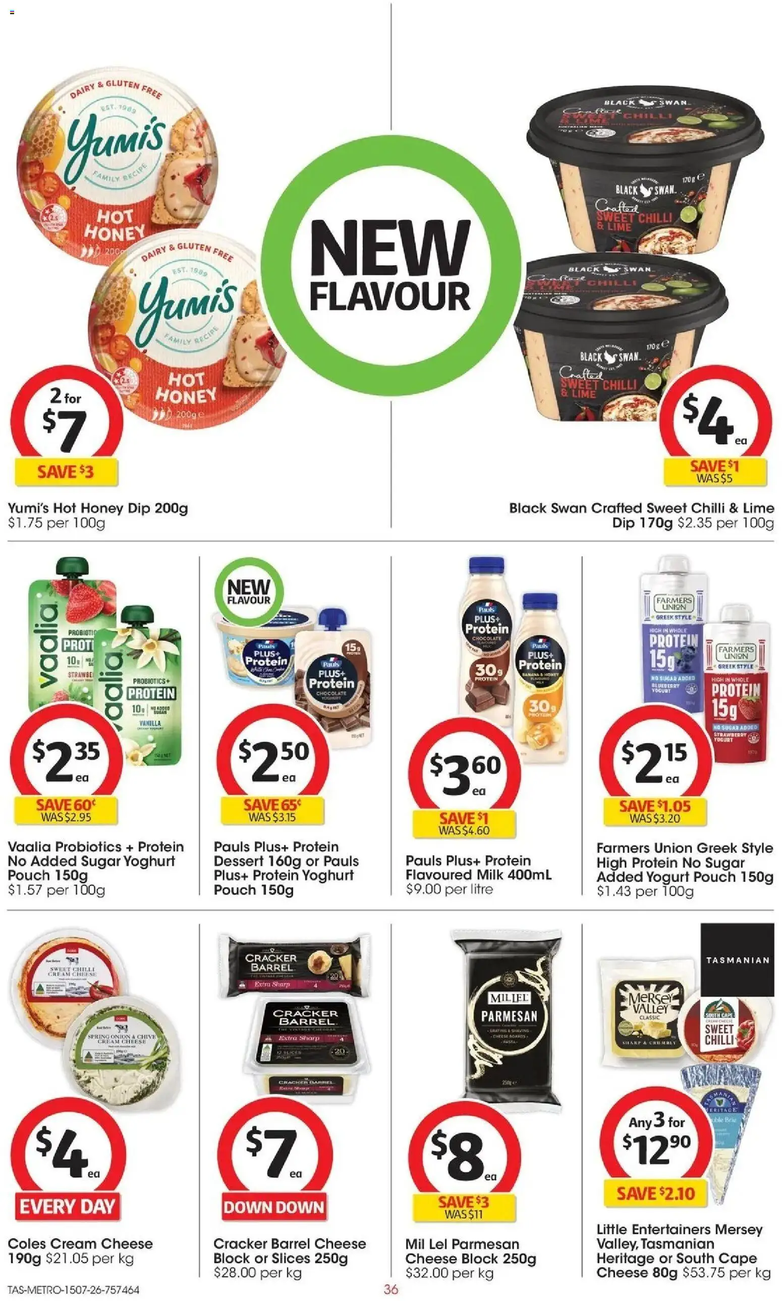 Coles catalogue - valid from 15/07/2026 | Page: 36 | Products: Cheese, Yoghurt, Chocolate, Sugar