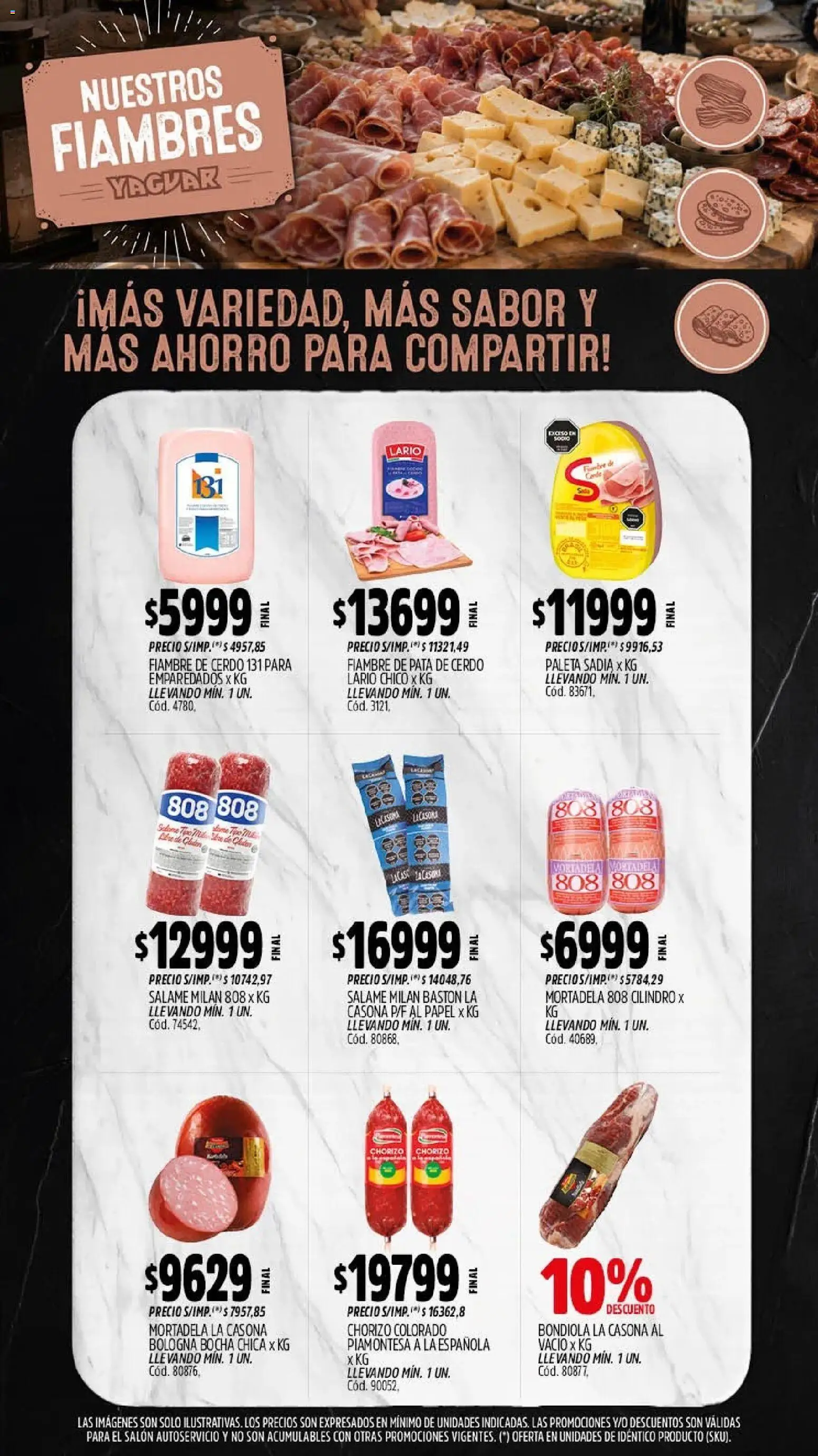 Yaguar - Oferta Semanal San Juan │ válido desde el 10/08/2026 | Página: 9 | Productos: Pata de cerdo, Paleta, Chorizo, Salame