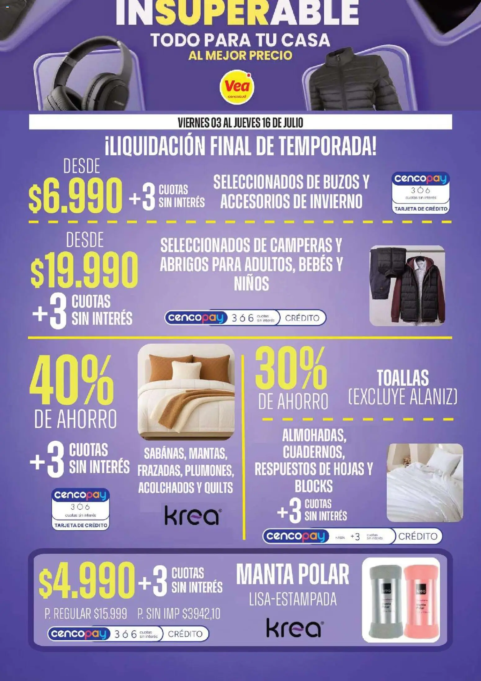 Vea - InSuperable | Todo para tu casa al mejor precio │ válido desde el 03/07/2026 | Página: 7 | Productos: Toallas