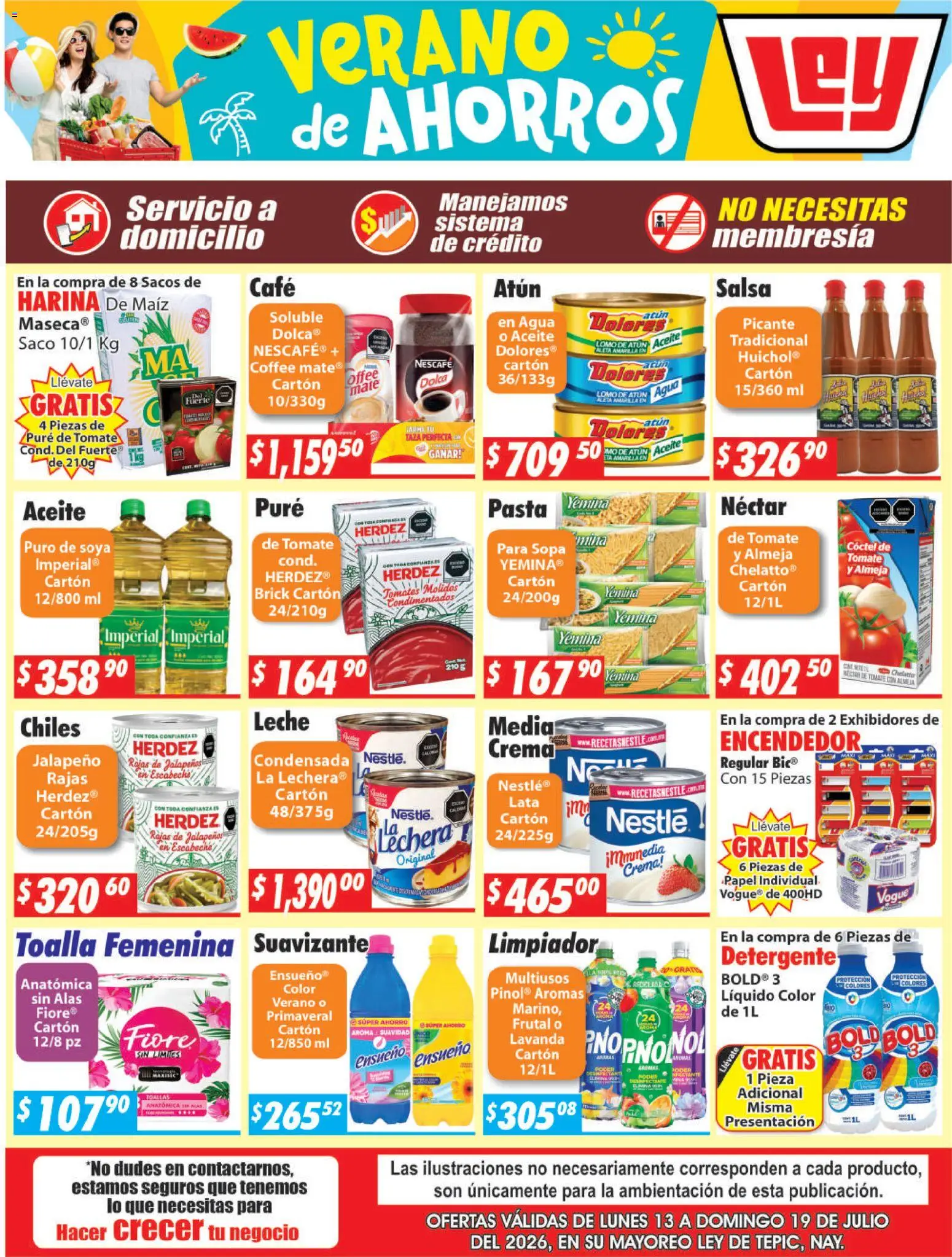 Nuevas ofertas de Casa Ley válidas en toda la República Mexicana desde el 13/07/2026. ¡Encuentra las mejores ofertas en Casa Ley folleto Tepic! | Página: 2 | Productos: Maíz, Atún, Leche, Pasta