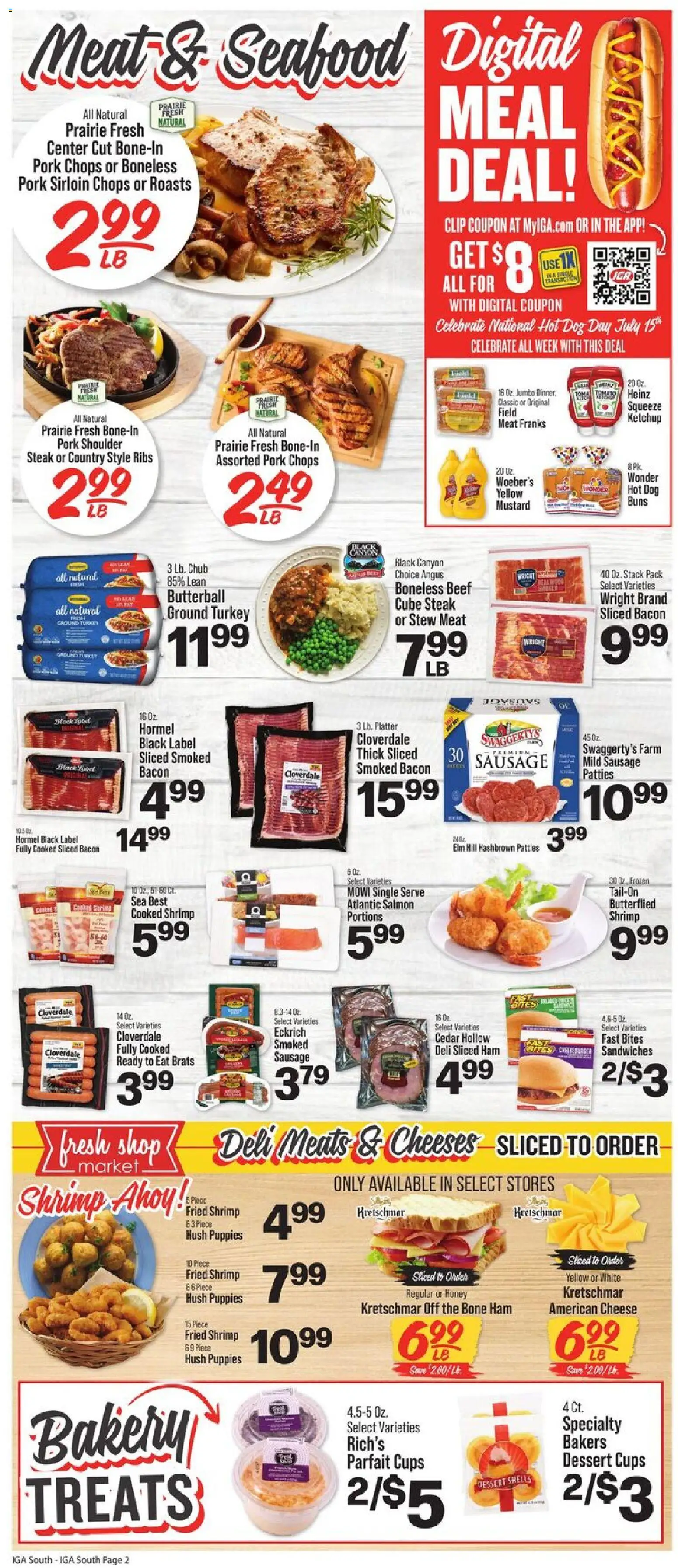 IGA Weekly Ad - valid from 07/15/2026 | Page: 3 | Products: Ham, Beef, Ketchup, Seafood