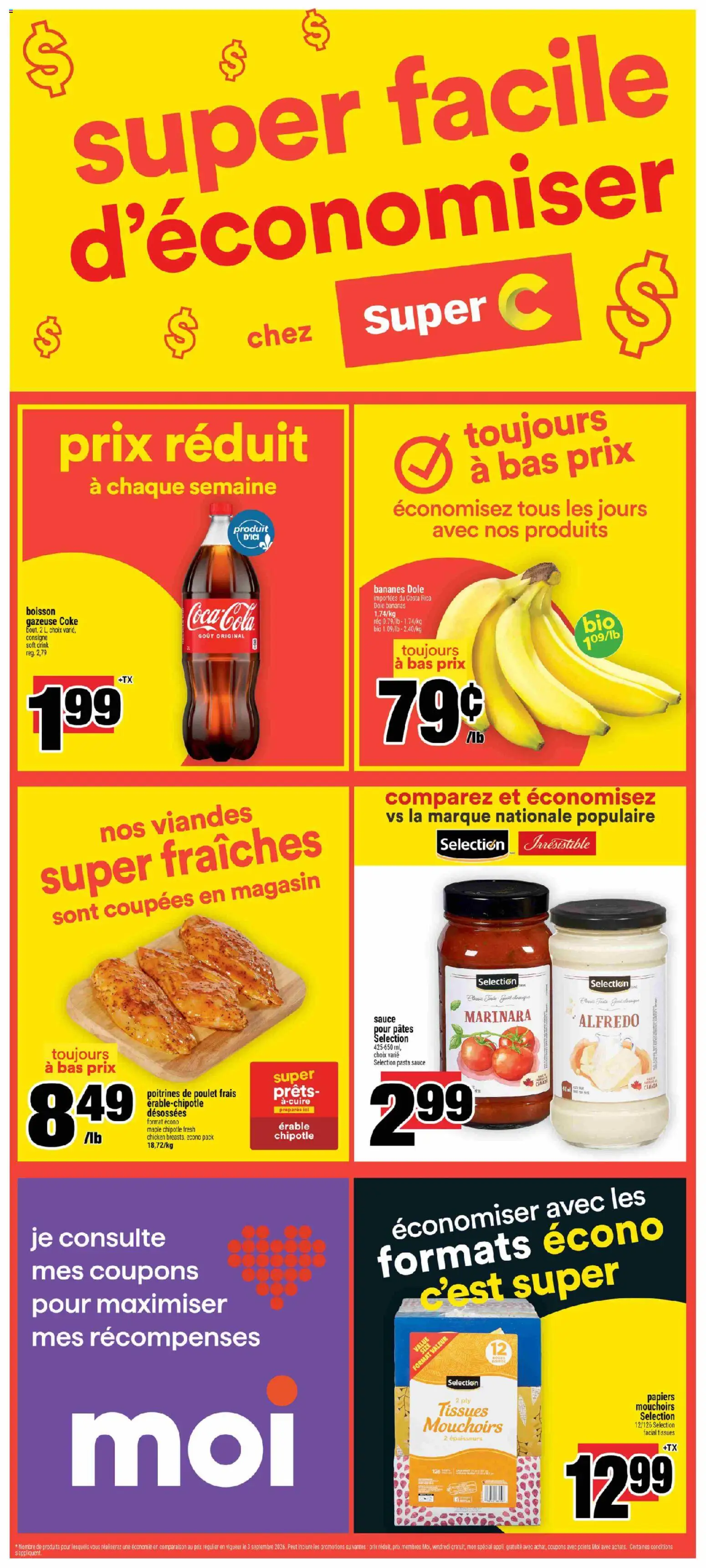 Super C flyer valid from Sep 3, 2026 | Page: 6 | Products: Pasta, Tissues, Chicken, Bananas