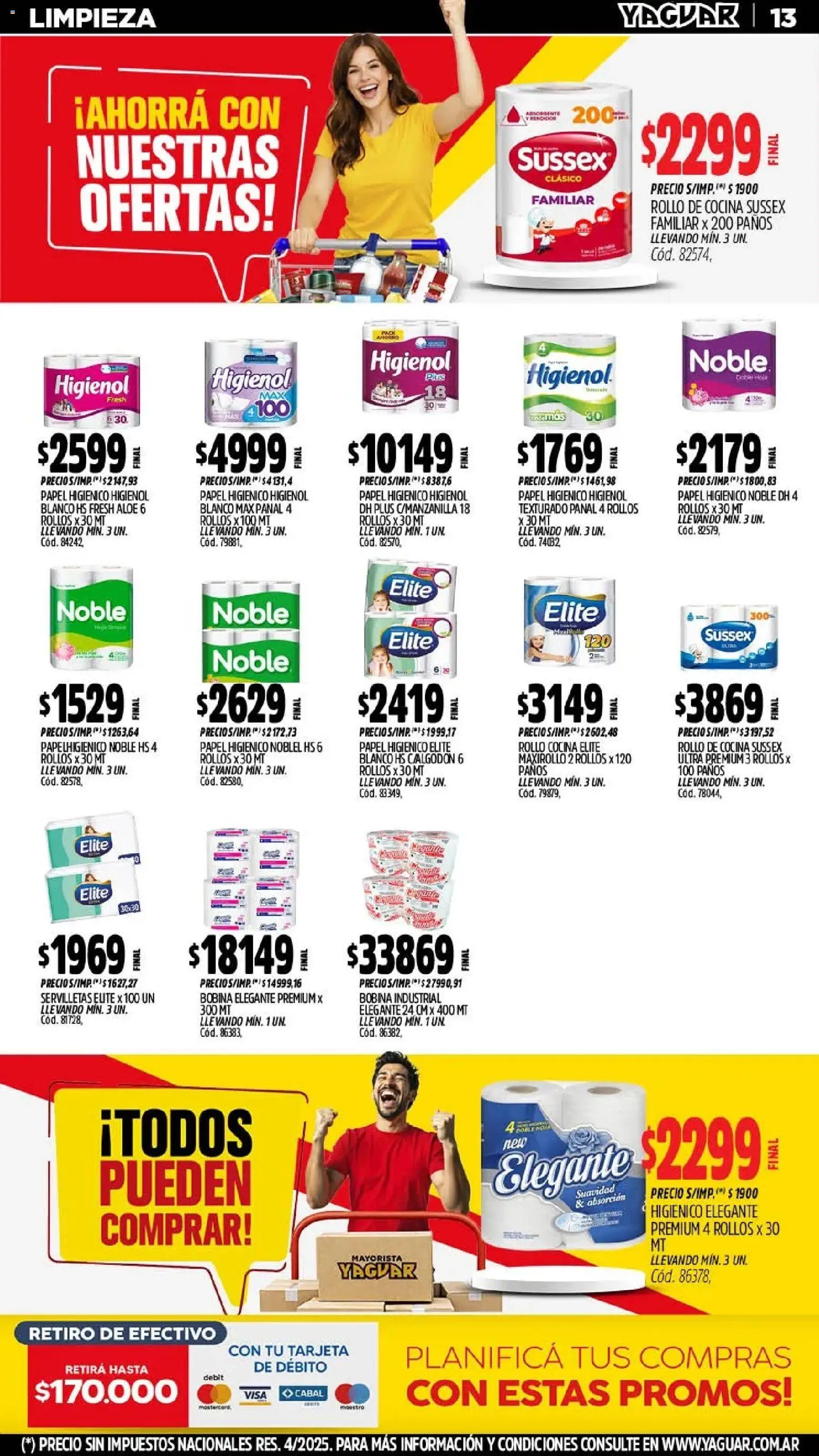Yaguar - Oferta Semanal General Roca │ válido desde el 11.05.2026 | Página: 13 | Productos: Papel higiénico, Cocina, Servilletas