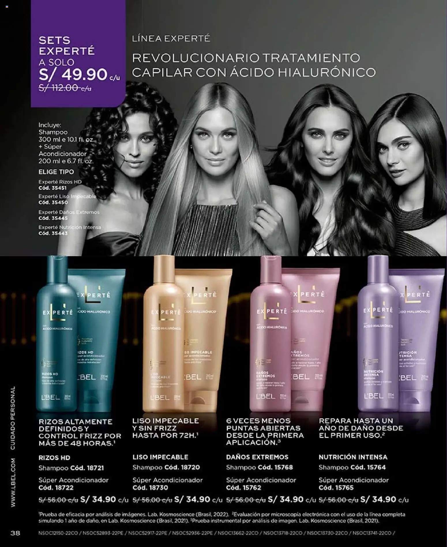 Catálogo L'Bel válido desde 22/08/2026 | Página: 38 | Productos: Shampoo, Acondicionador