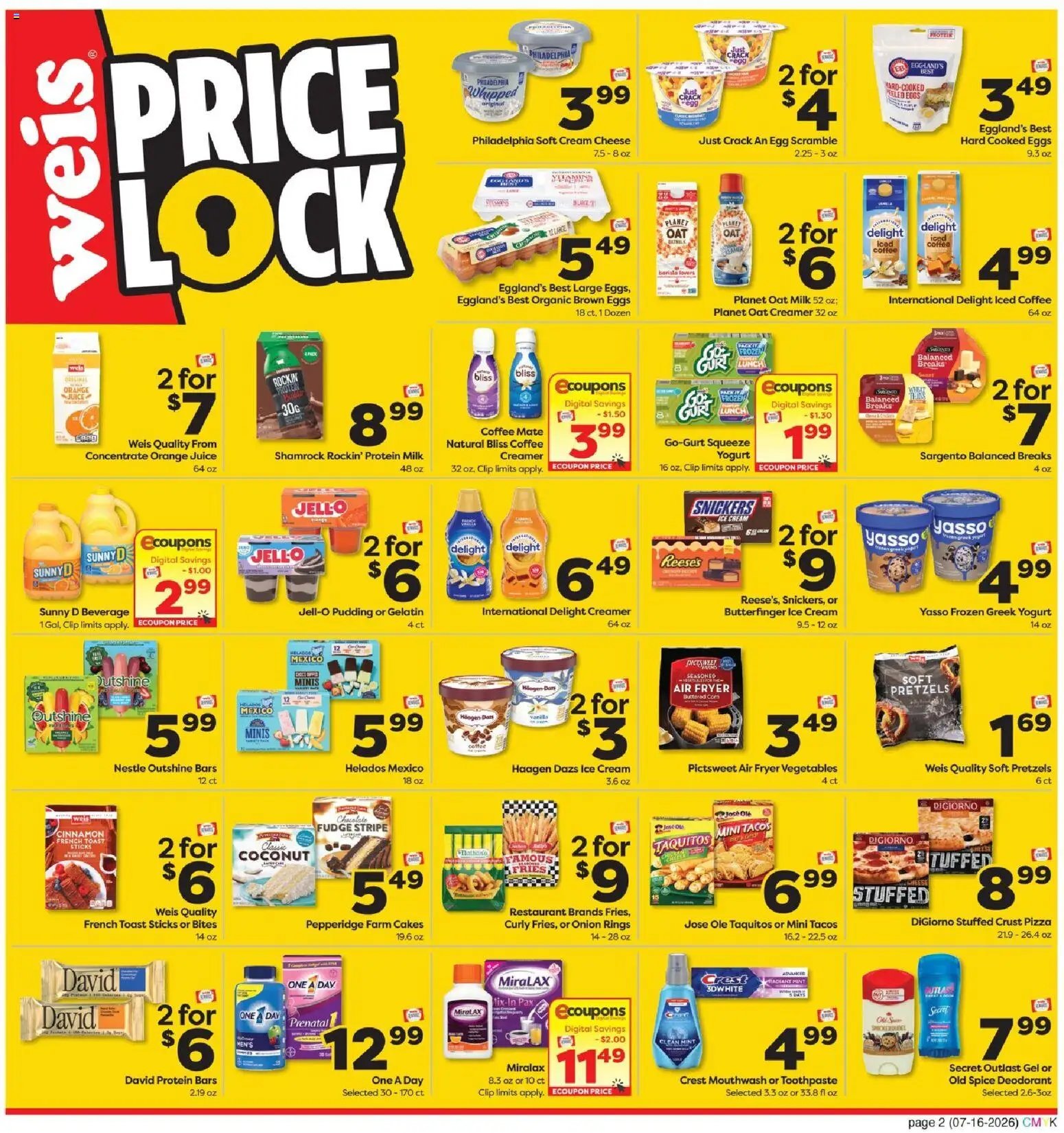 Weis Monthly Ad - valid from 07/16/2026 | Page: 2 | Products: Fryer, Clip, Eggs, Ice cream