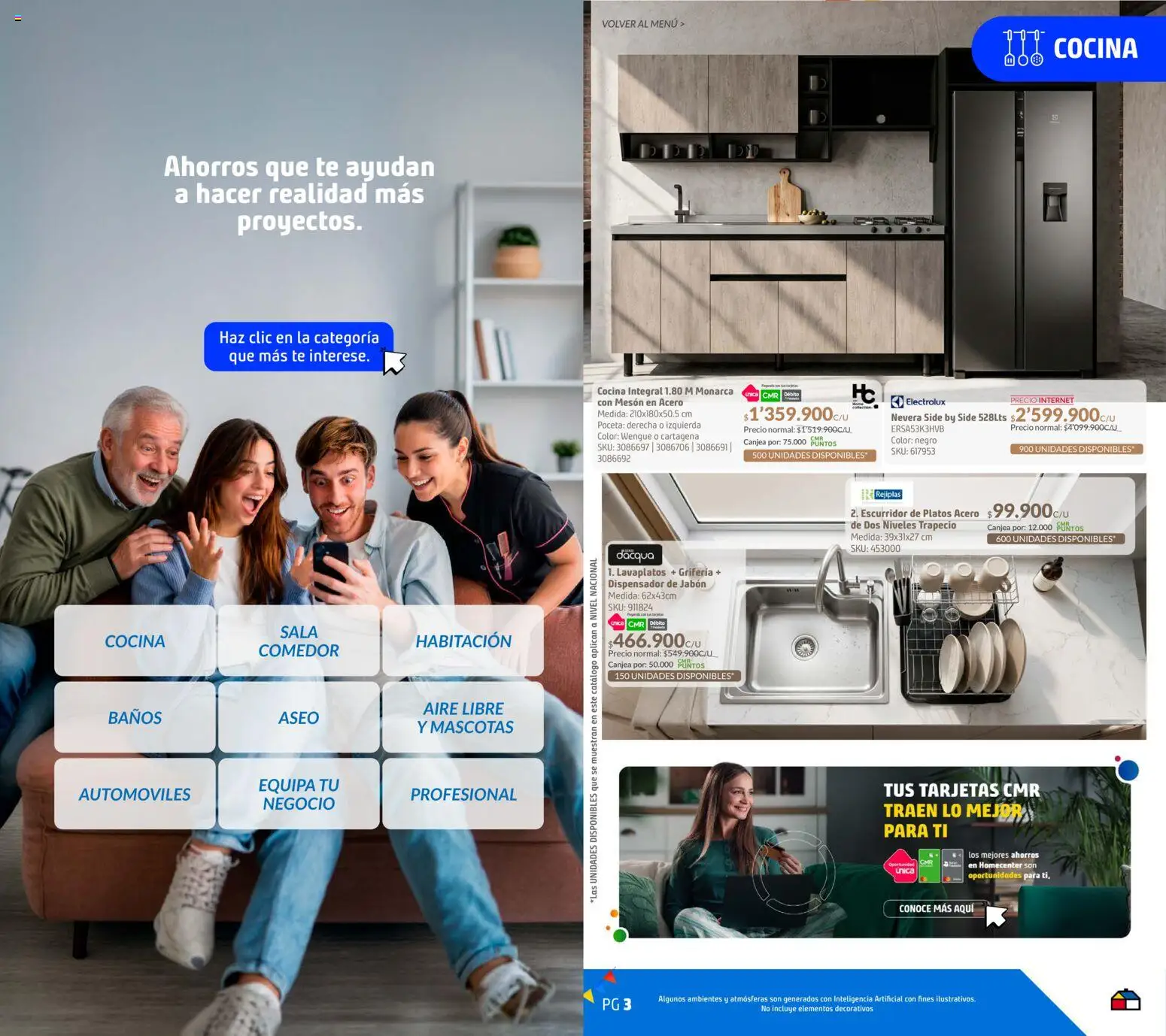 Homecenter revista - valida desde el 28/07/2026 | Página: 2 | Productos: Mesón, Platos, Jabón, Dispensador