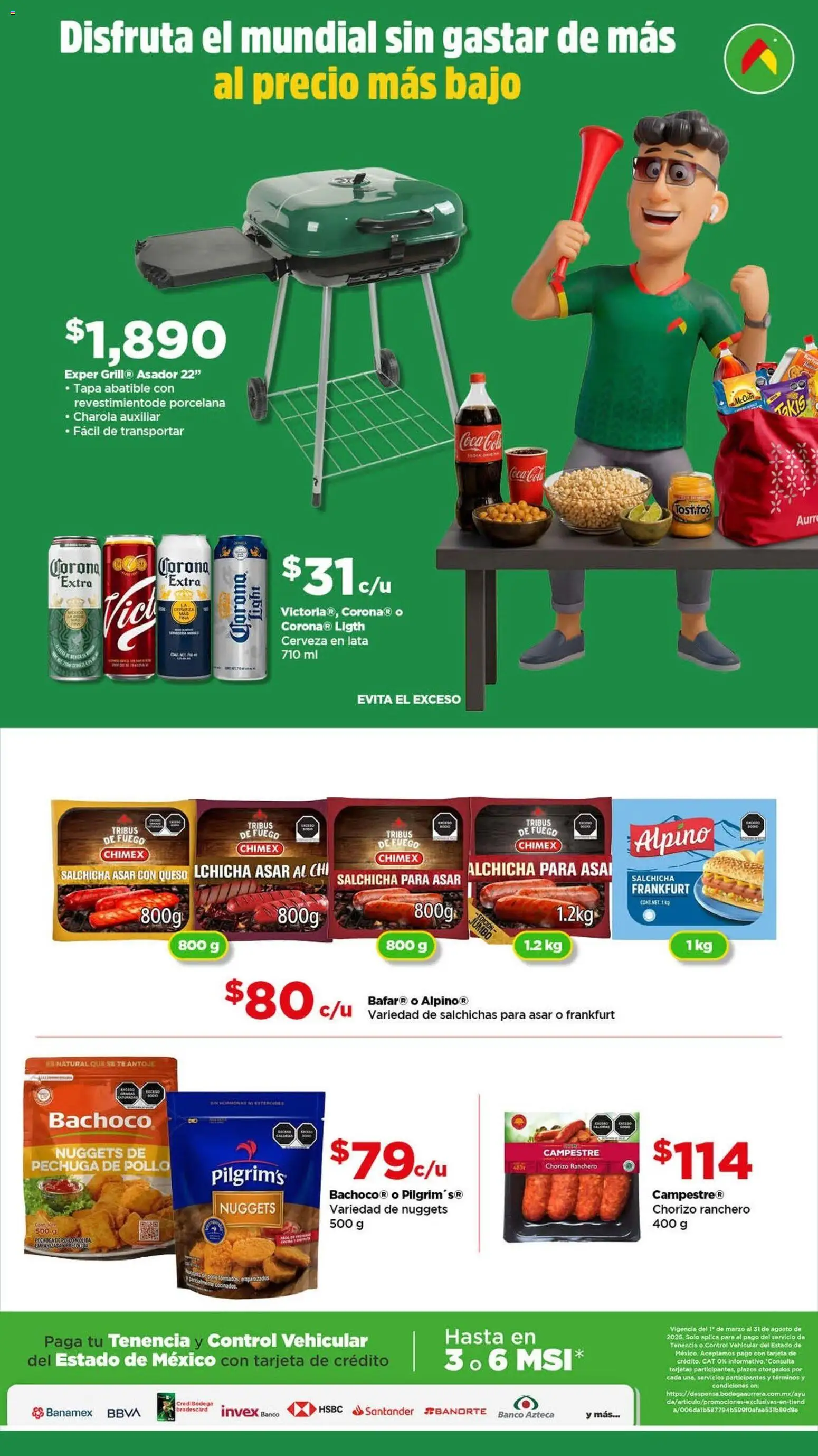 Nuevas ofertas de Bodega Aurrerá válidas en toda la República Mexicana desde el 05.06.2026. ¡Encuentra las mejores ofertas en Bodega Aurrerá folleto Golazo! | Página: 8 | Productos: Pollo, Col, Queso, Cerveza