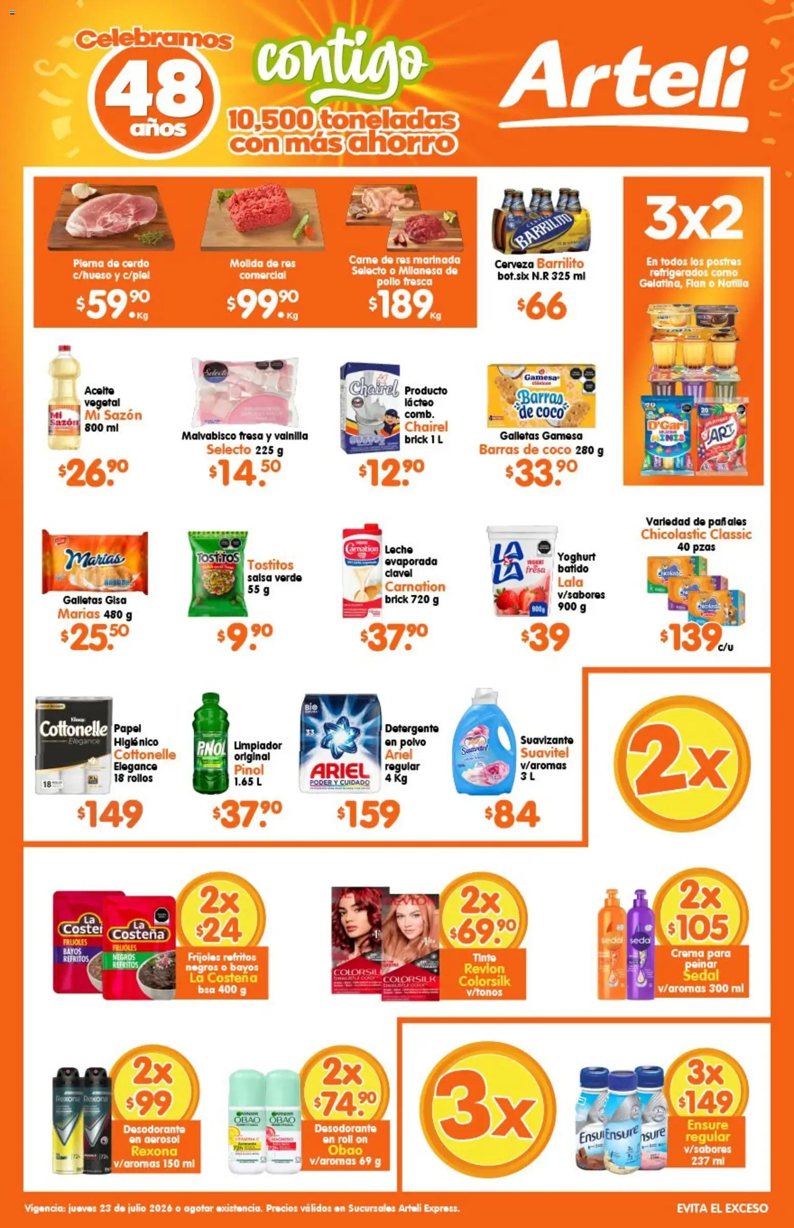 Nuevas ofertas de Arteli válidas en toda la República Mexicana desde el 23/07/2026. ¡Encuentra las mejores ofertas en Arteli folleto Express! | Página: 1 | Productos: Detergente, Milanesa, Aceite, Limpiador
