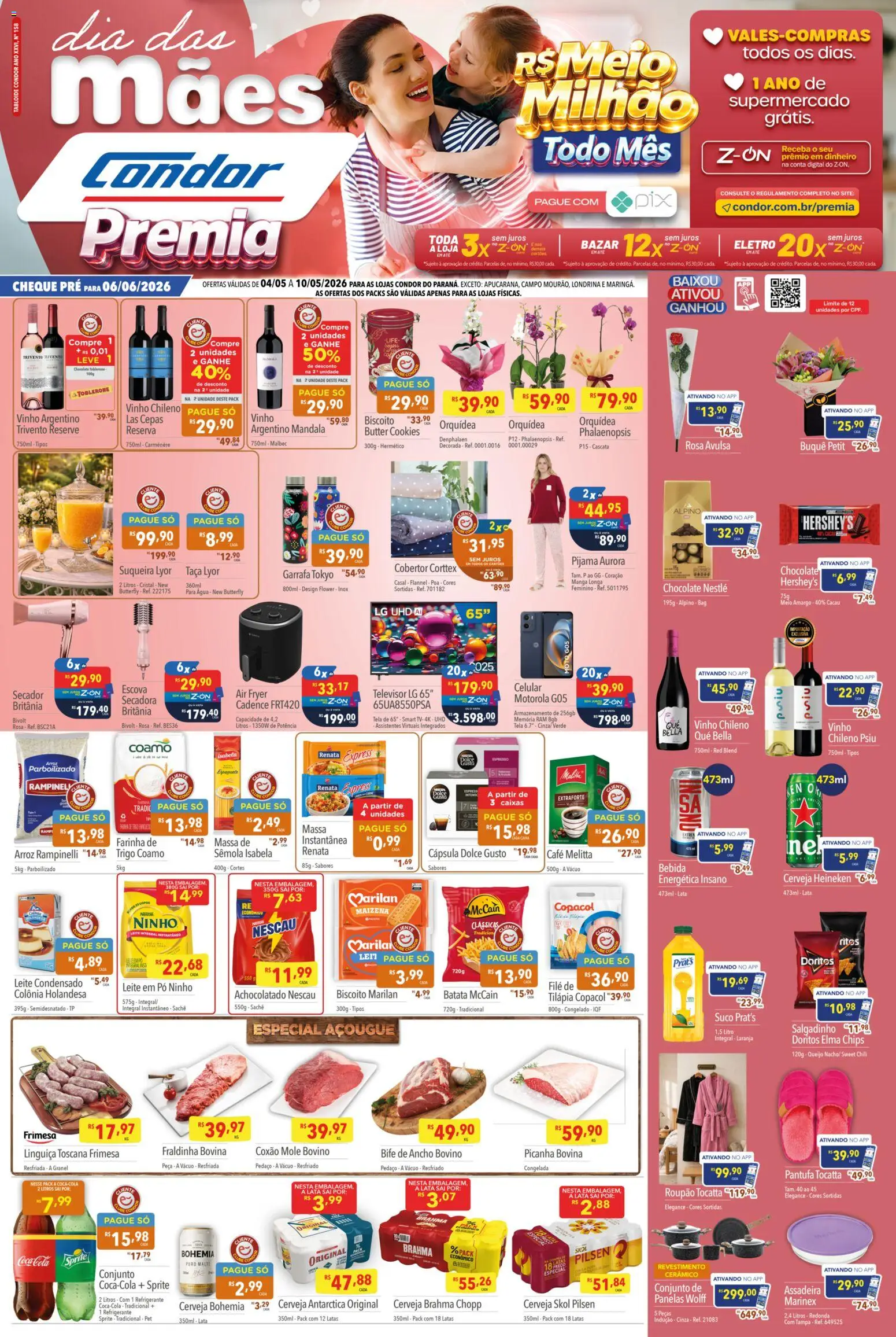 Supermercados Condor Folheto - válido de 04.05.2026 | Página: 1 | Produtos: Nescau, Tela, Chocolate, Cerveja