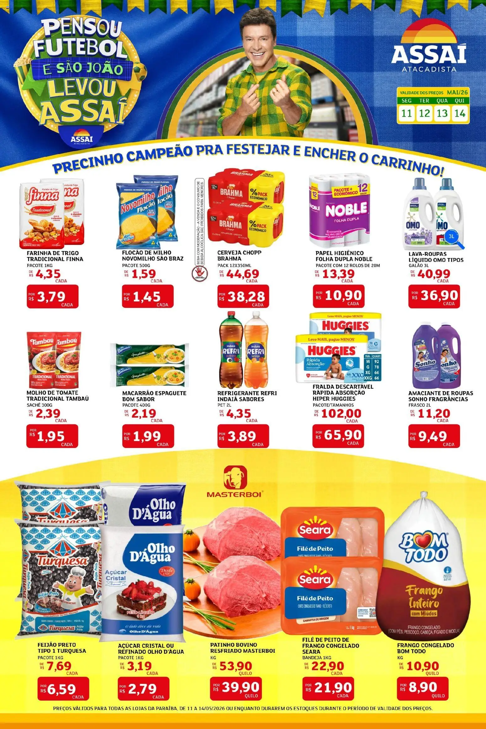 Assaí Atacadista Folheto - válido de 11.05.2026 | Página: 1 | Produtos: Molho de tomate, Carrinho, Roupas, Frango