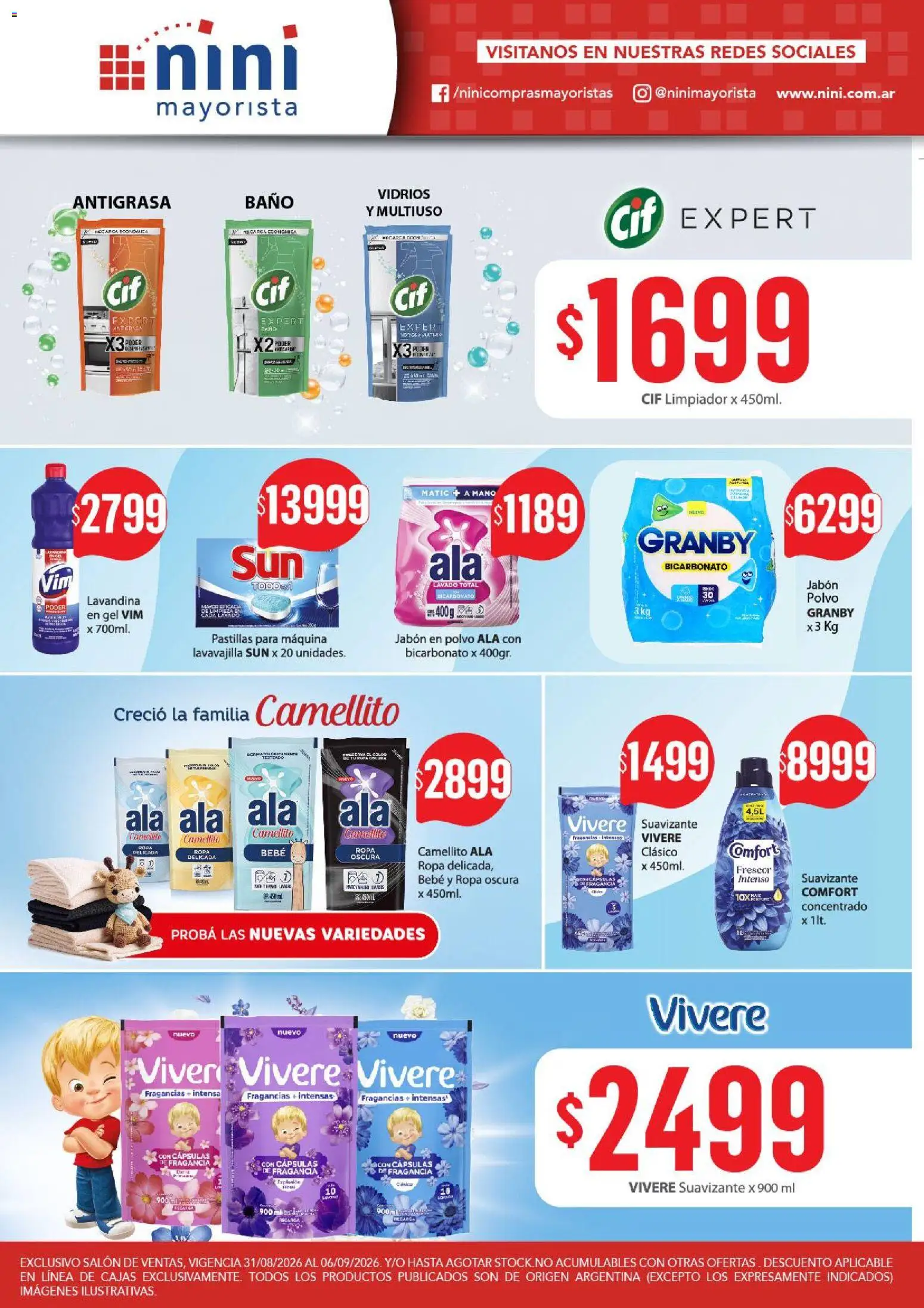 NINI Mayorista catálogo │ válido desde el 31/08/2026 | Página: 13 | Productos: Lavandina, Baño, Polvo, Limpiador