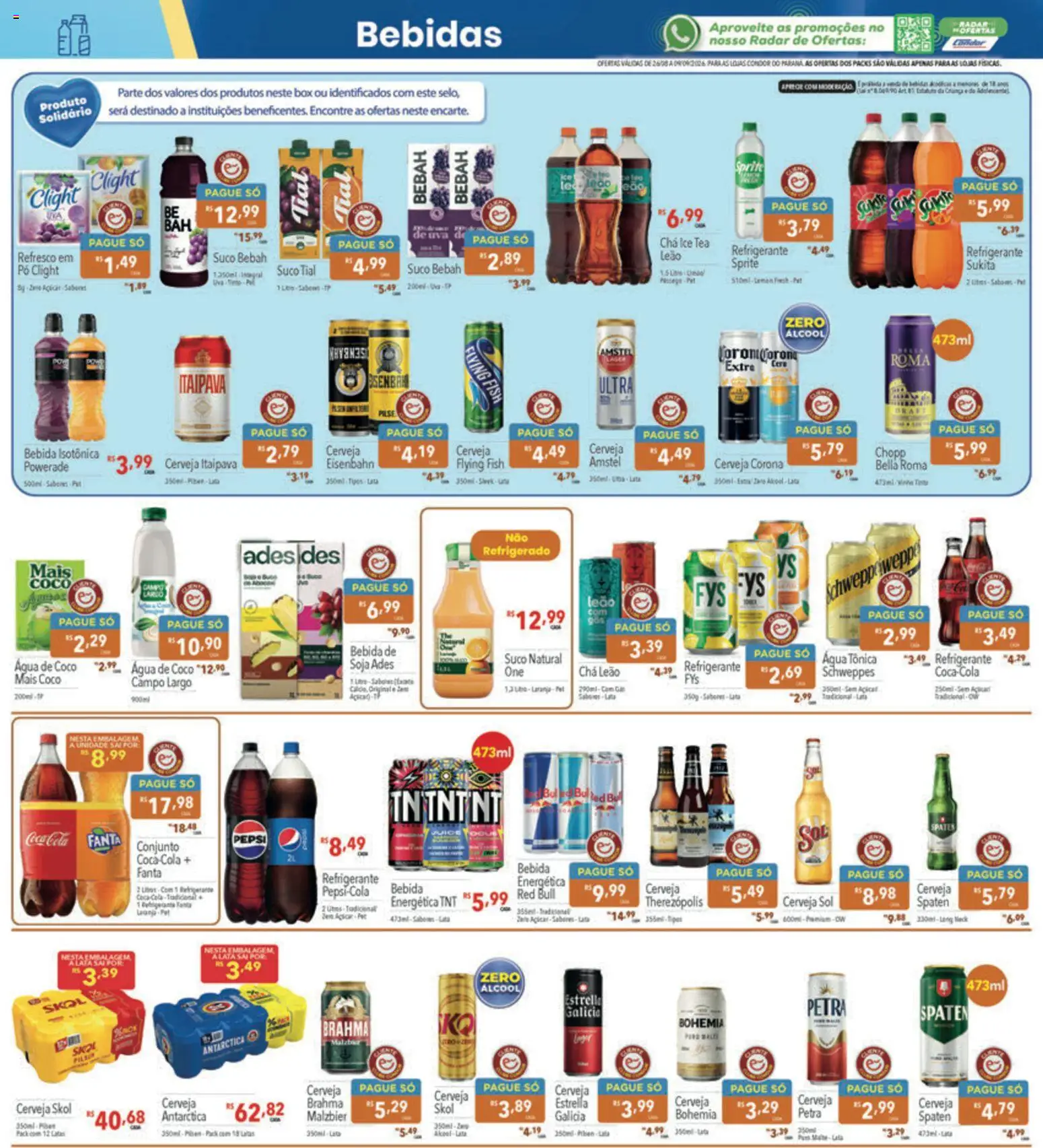Supermercados Condor Folheto - válido de 26/08/2026 | Página: 16 | Produtos: Água de coco, Suco natural, Chá, Bebida