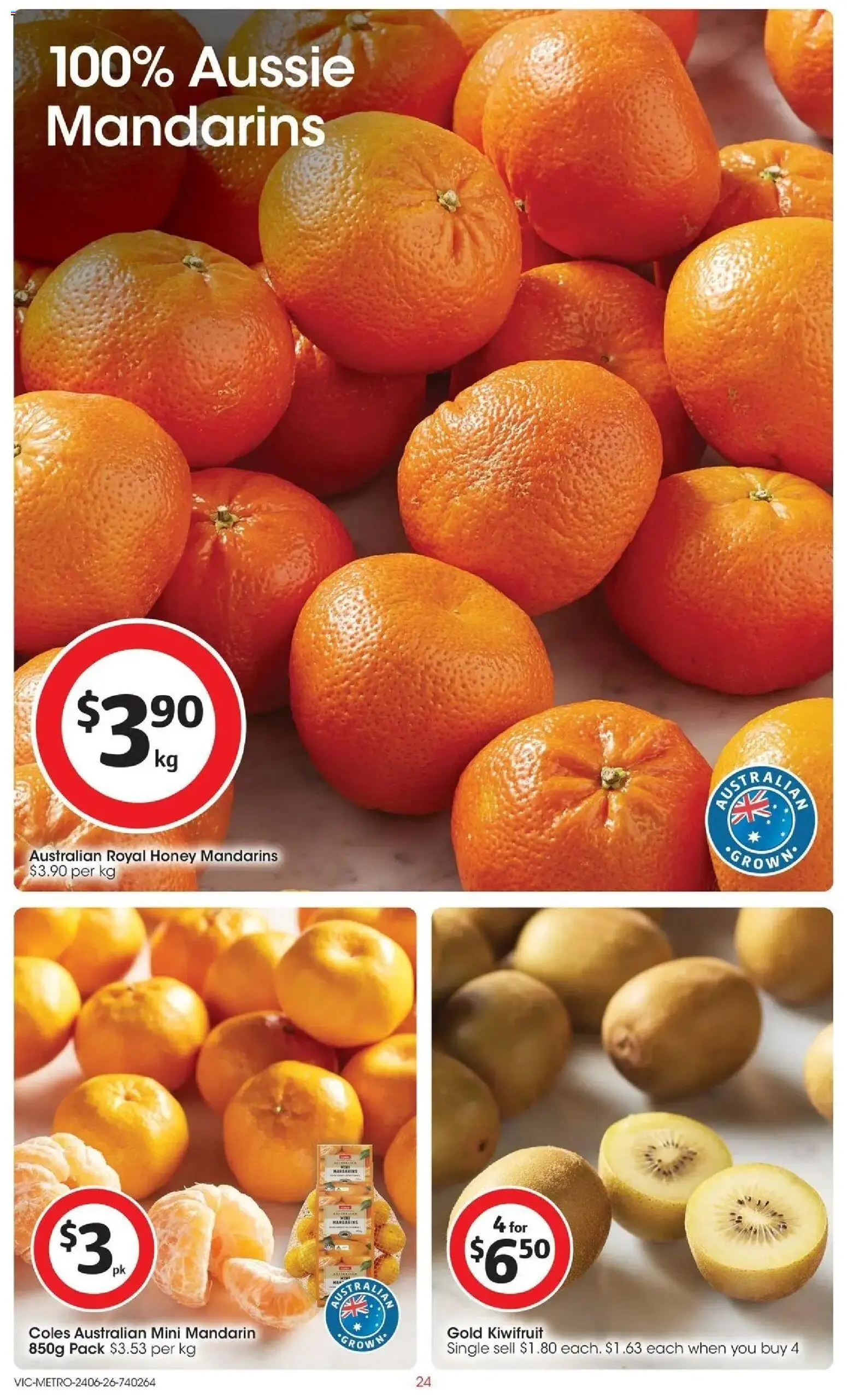 Coles catalogue - valid from 24/06/2026 | Page: 24 | Products: Honey, Kiwifruit, Mandarins