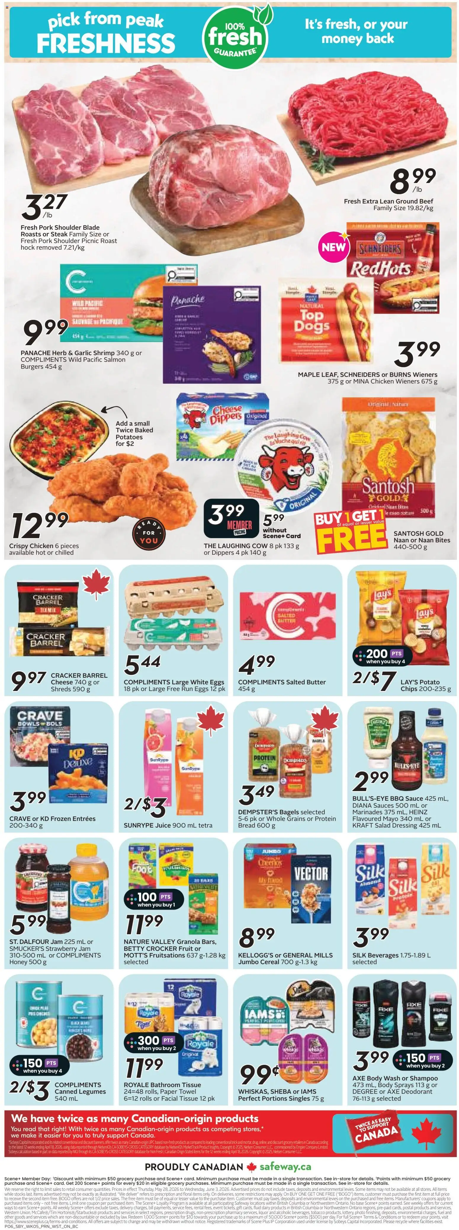 Safeway flyer valid from 28.05.2026 | Page: 4 | Products: Salad, Body wash, Eggs, Bread