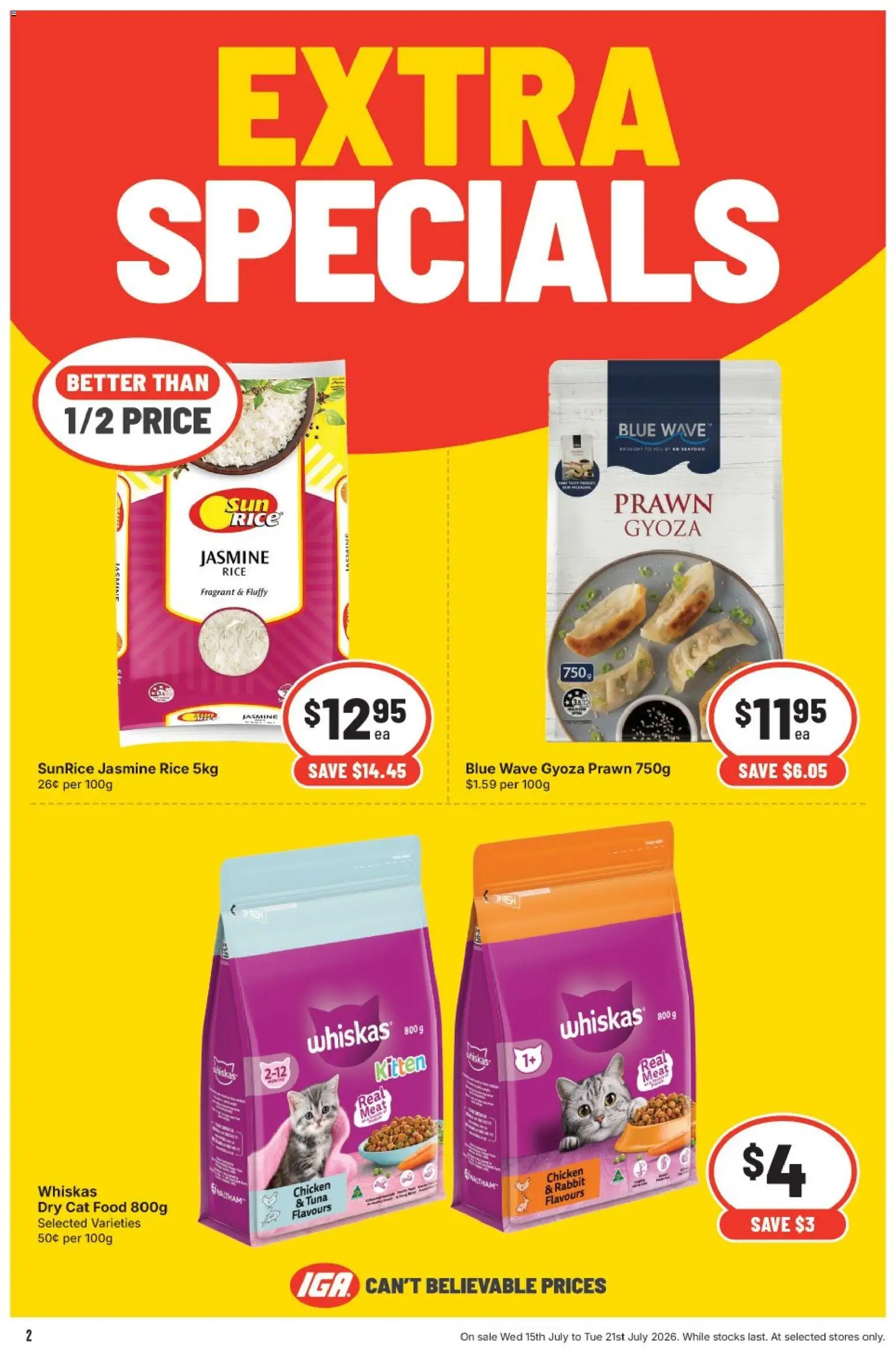 IGA catalogue - valid from 15/07/2026 | Page: 2 | Products: Chicken, Rice, Meat, Tuna