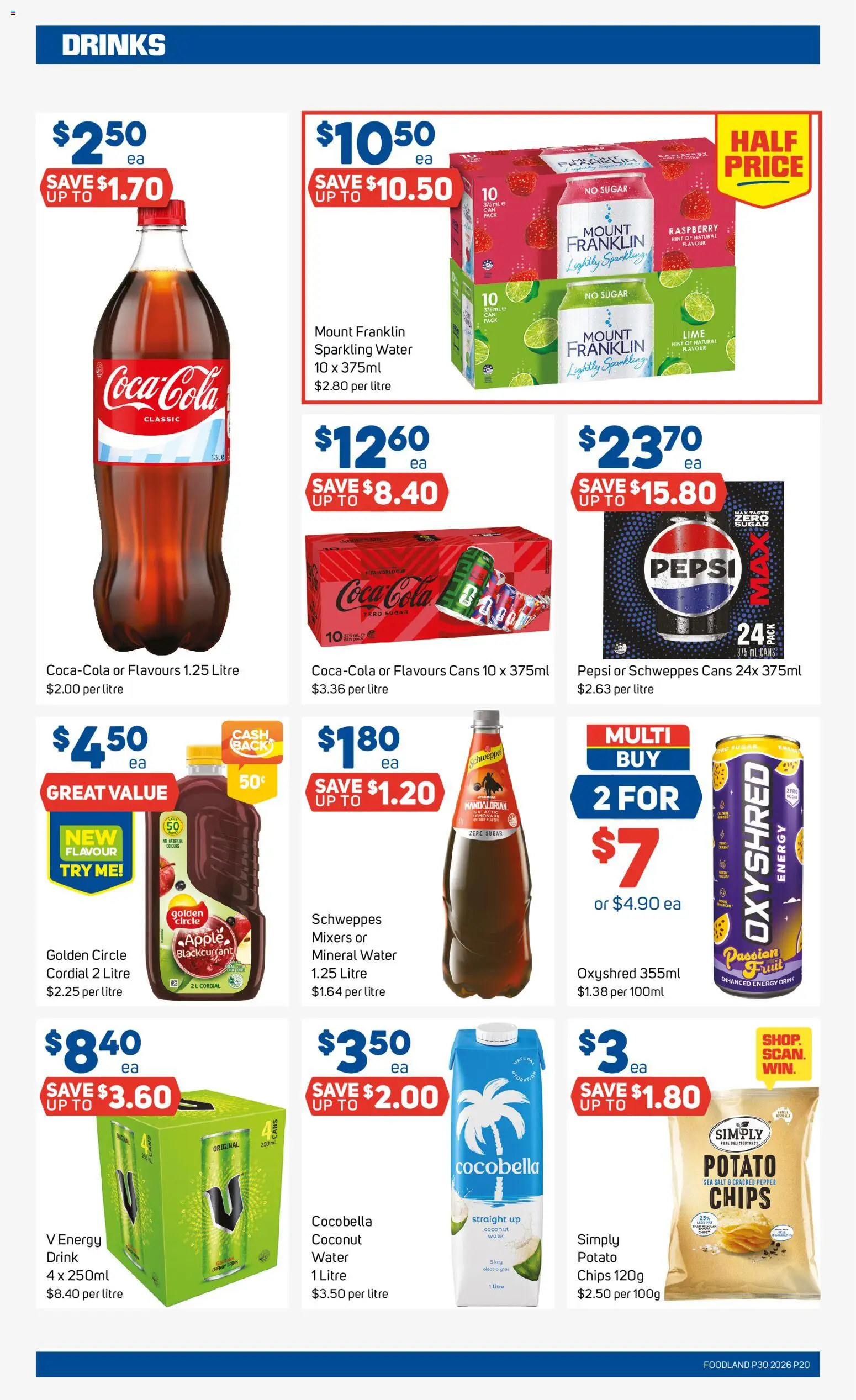Foodland catalogue - valid from 22/07/2026 | Page: 20 | Products: Energy drink, Pepsi Zero, Salt, Sugar
