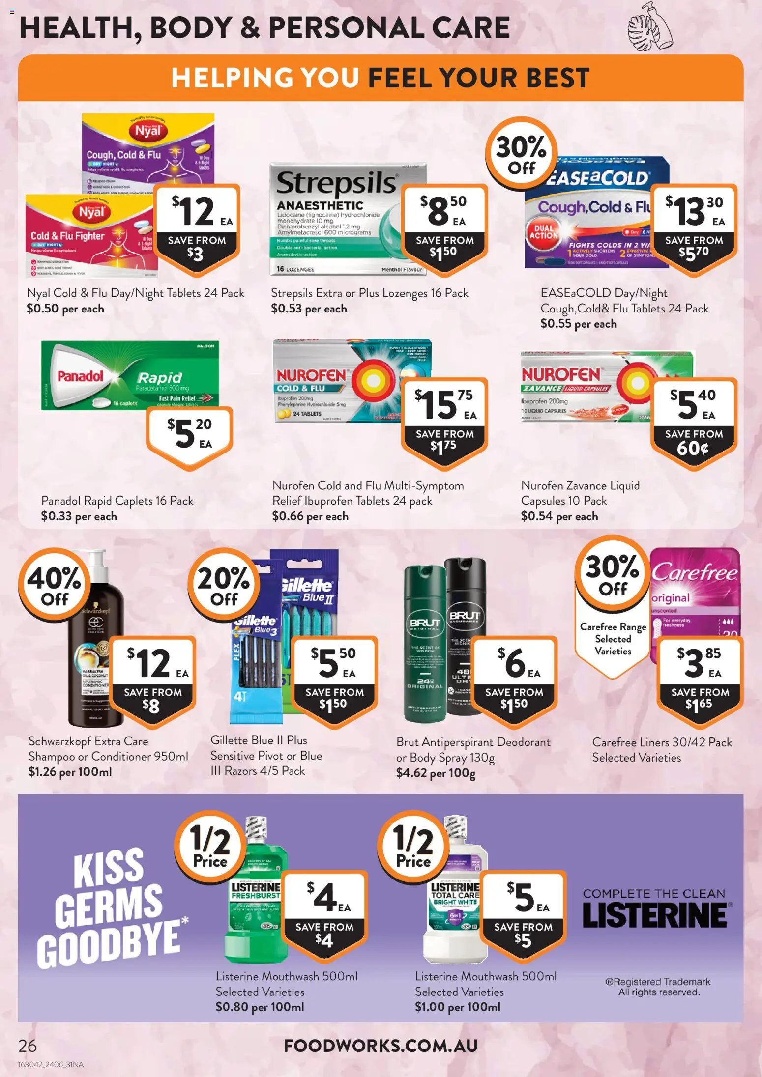 Foodworks catalogue - valid from 24/06/2026 | Page: 26 | Products: Shampoo, Conditioner, Antiperspirant, Pain relief