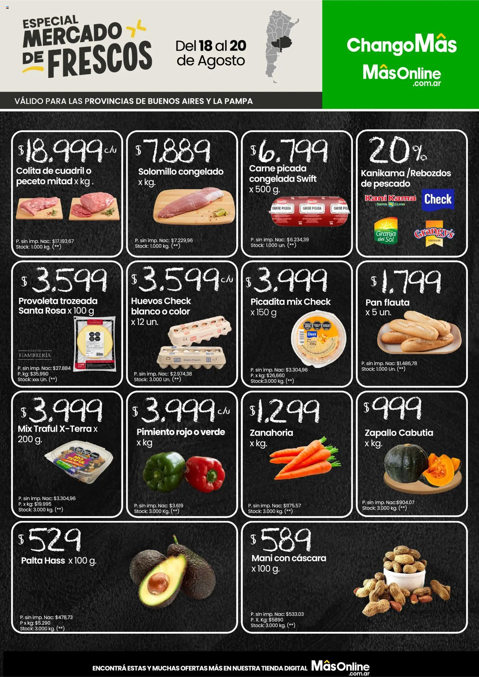 Changomas - Mercado de Frescos │ válido desde el 18/08/2026 | Página: 1 | Productos: Zapallo, Palta, Pimiento, Huevos