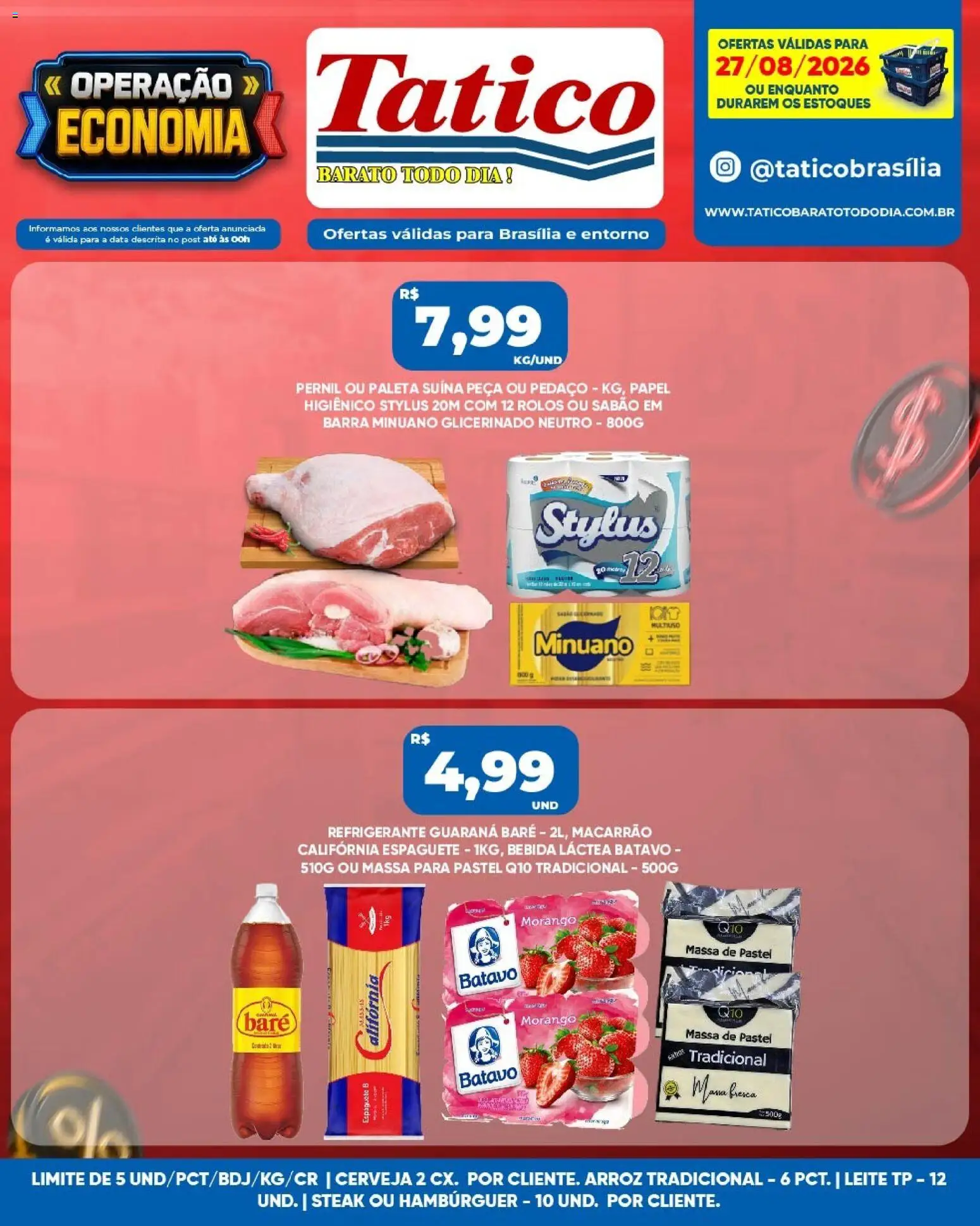 Tatico Folheto - válido de 27/08/2026 | Página: 5 | Produtos: Sabão, Pernil, Arroz, Massa de pastel