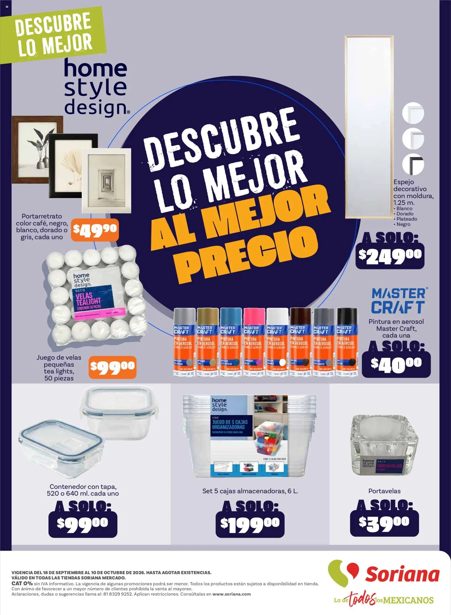 Nuevas ofertas de Soriana válidas en toda la República Mexicana desde el 18/09/2026. ¡Encuentra las mejores ofertas en Soriana Súper - Descubre lo mejor al mejor precio! | Página: 20 | Productos: Velas, Contenedor, Pintura, Espejo