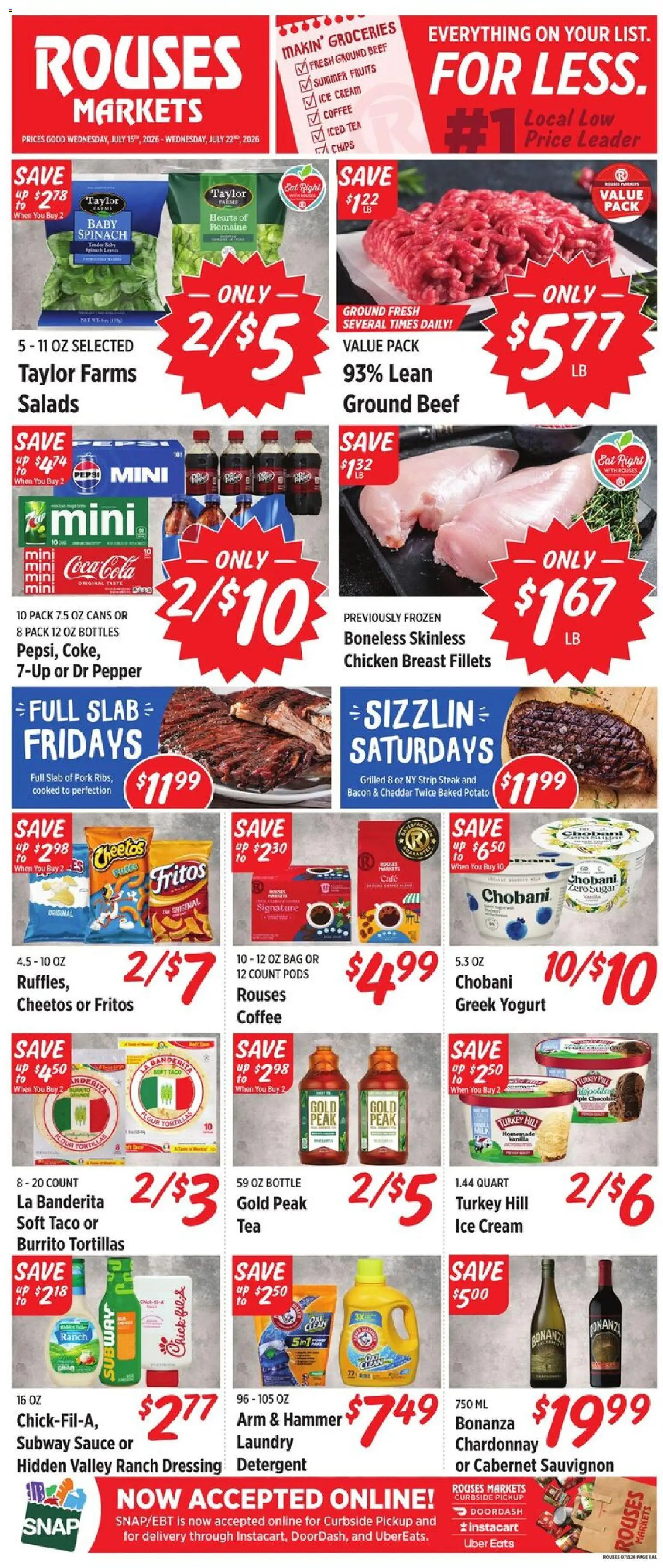 Rouses Weekly Ad - valid from 07/15/2026 | Page: 1 | Products: Yogurt, Chocolate, Pork, Sauce