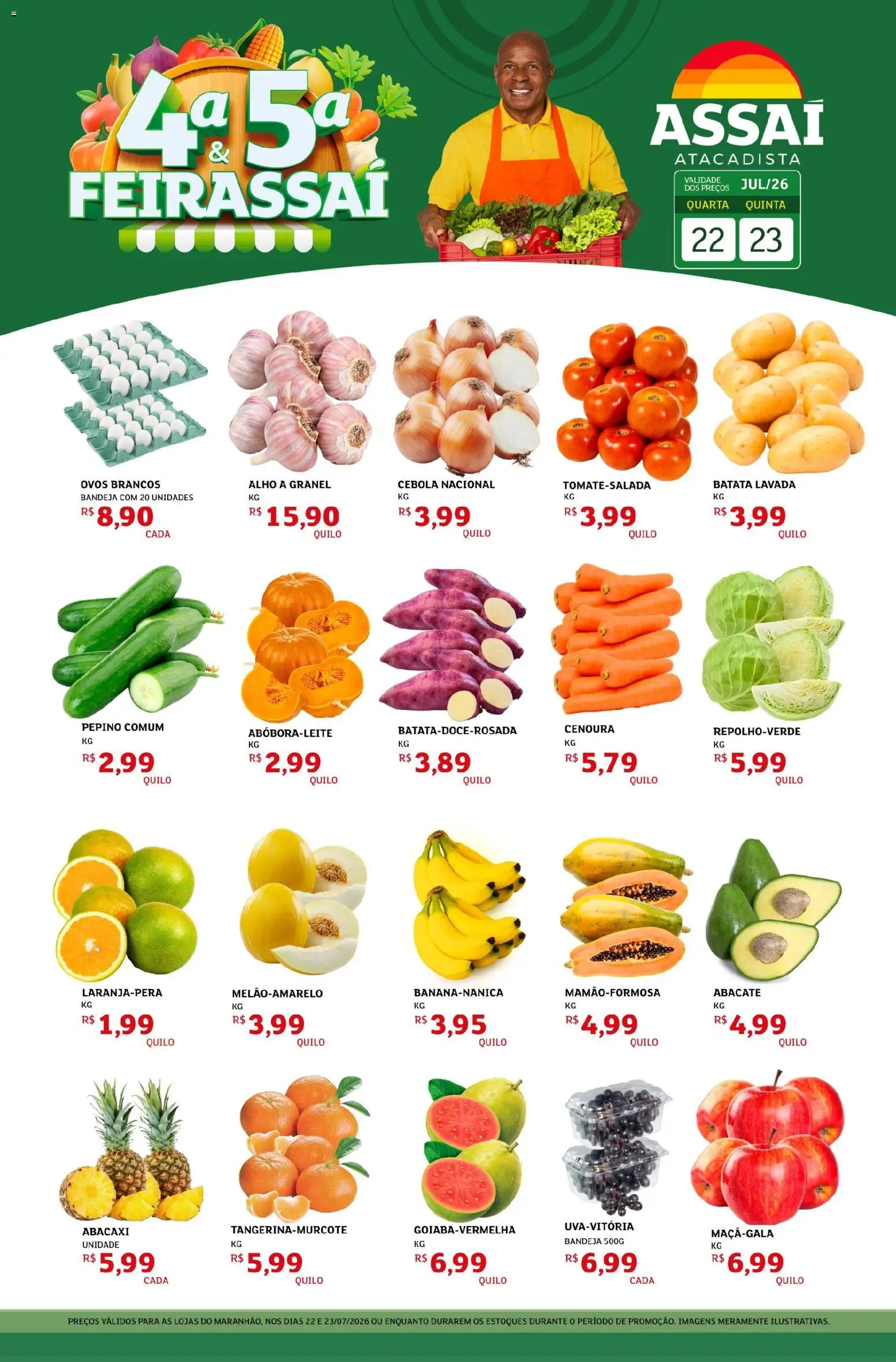 Assaí Atacadista Folheto - válido de 22/07/2026 | Página: 1 | Produtos: Abacaxi, Cenoura, Bandeja, Batata