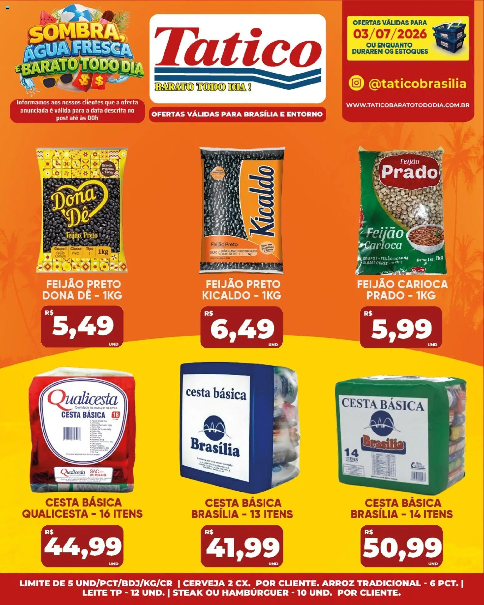 Tatico Folheto - válido de 03/07/2026 | Página: 16 | Produtos: Leite, Cesta, Cerveja, Hambúrguer