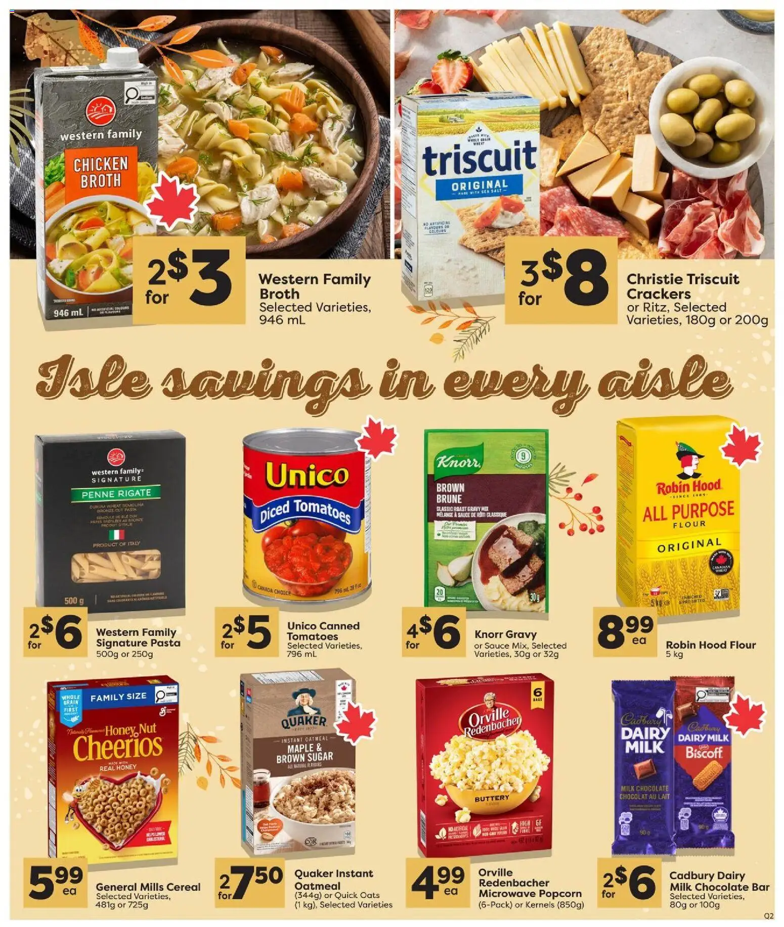 Quality Foods flyer valid from Oct 1, 2026 | Page: 12 | Products: Pasta, Chocolate bar, Crackers, Honey
