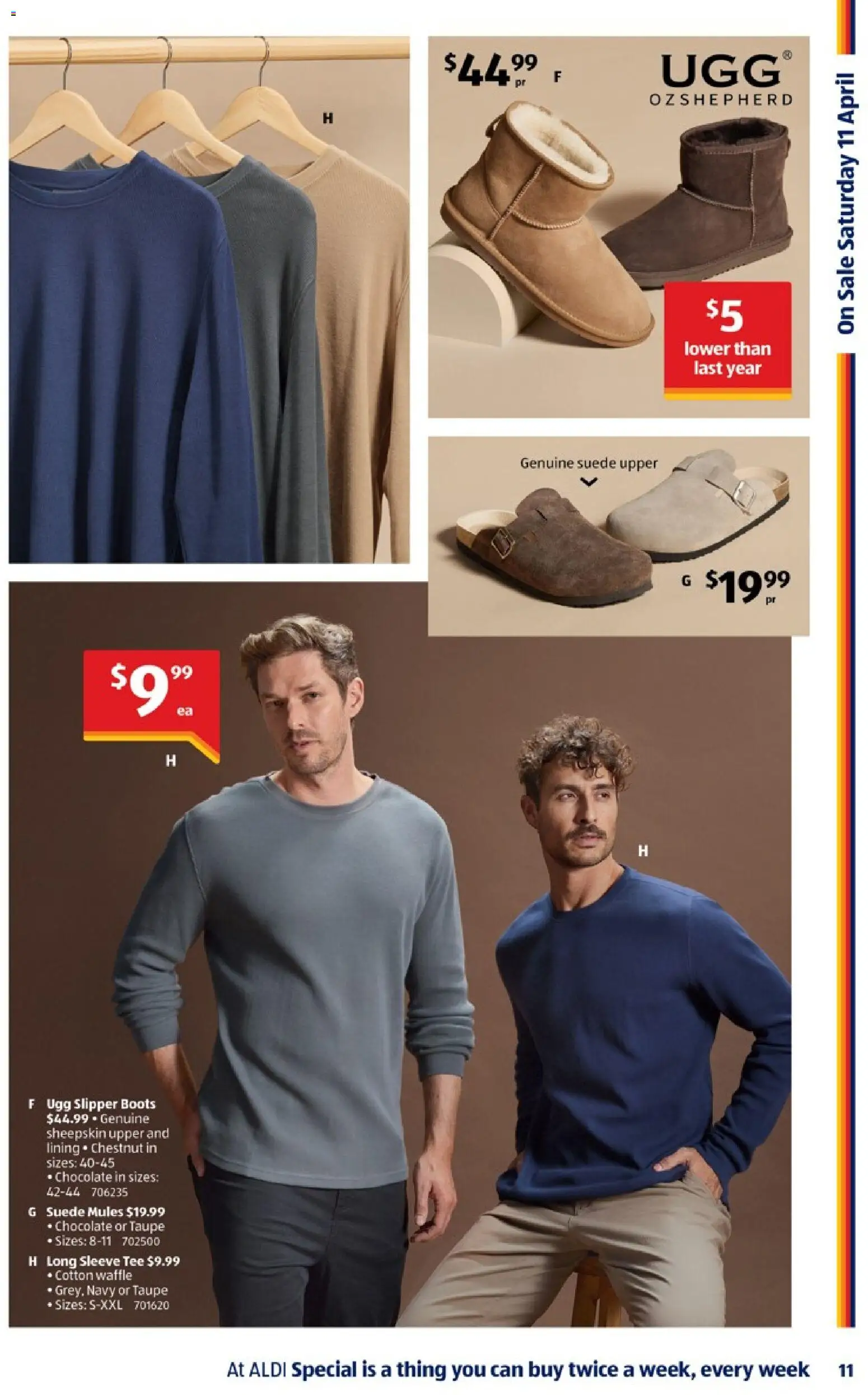 Aldi catalogue - valid from 08.04.2026 | Page: 11 | Products: Chocolate, Mules, Sheepskin, Boots