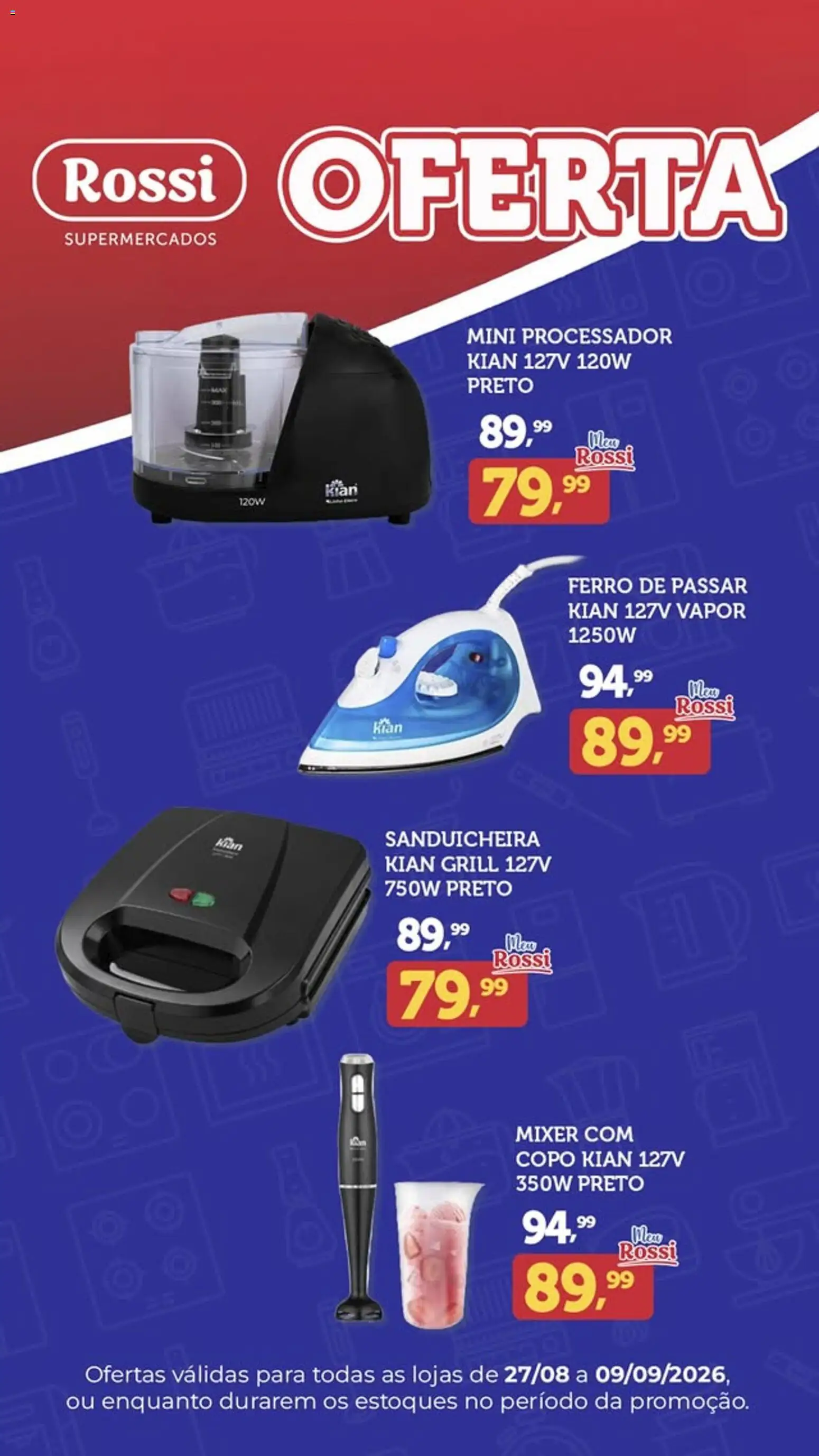 Rossi Supermercados Folheto - válido de 27/08/2026 | Página: 2 | Produtos: Grill, Sanduicheira, Processador, Ferro de passar