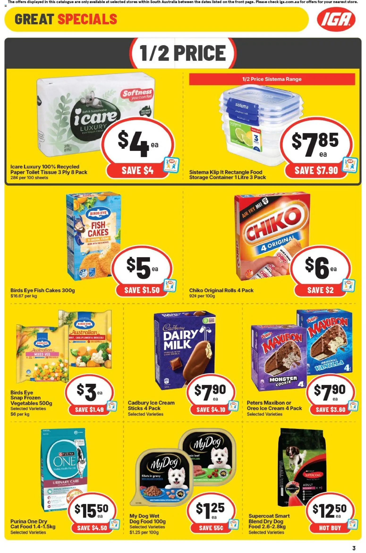IGA catalogue - valid from 19/08/2026 | Page: 3 | Products: Flats, Cream, Ice cream, Vegetables